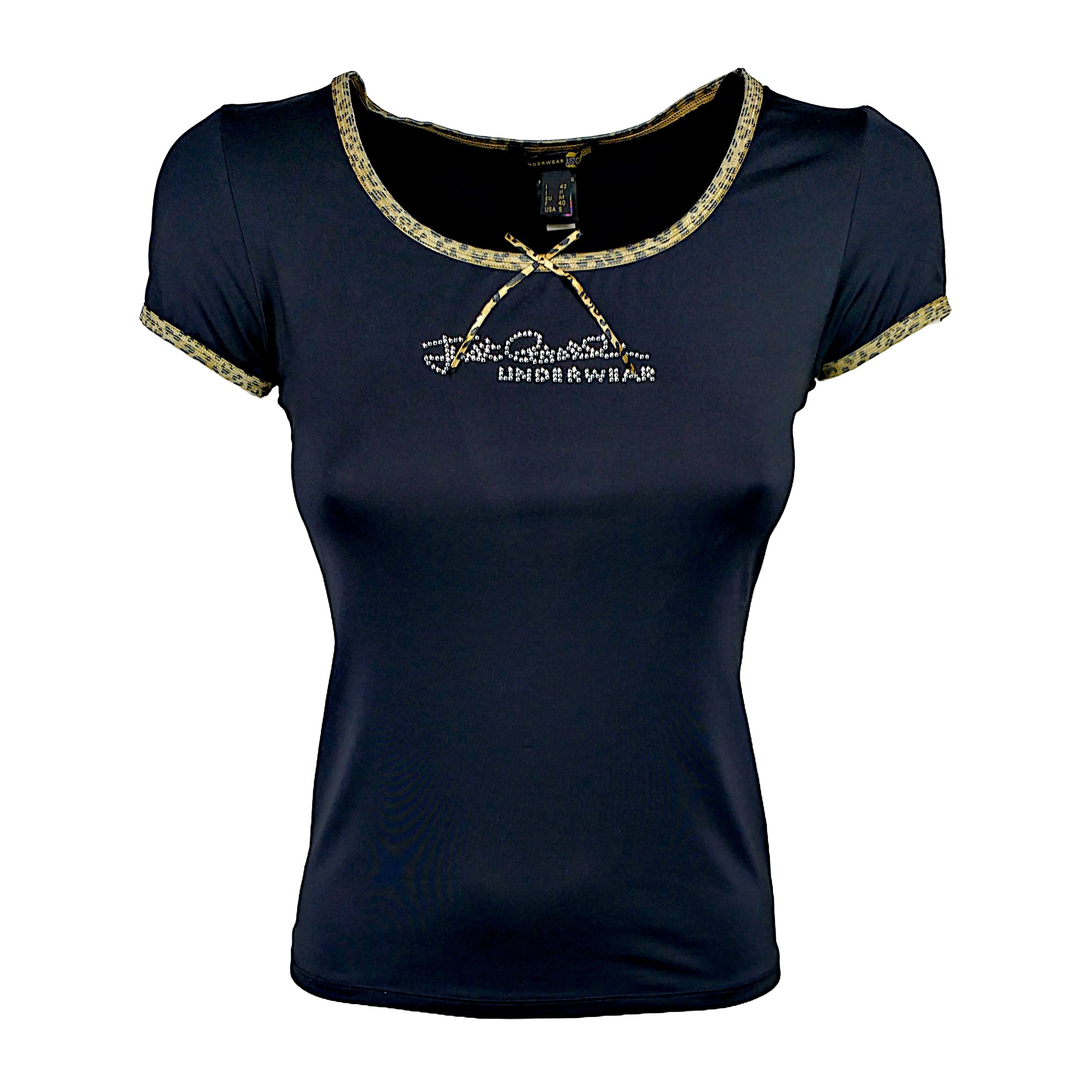 Just Cavalli Authentic Vintage Y2K Rhinestone Leopard Top Size M / US 6-8 / IT 42-44 - 1 Thumbnail