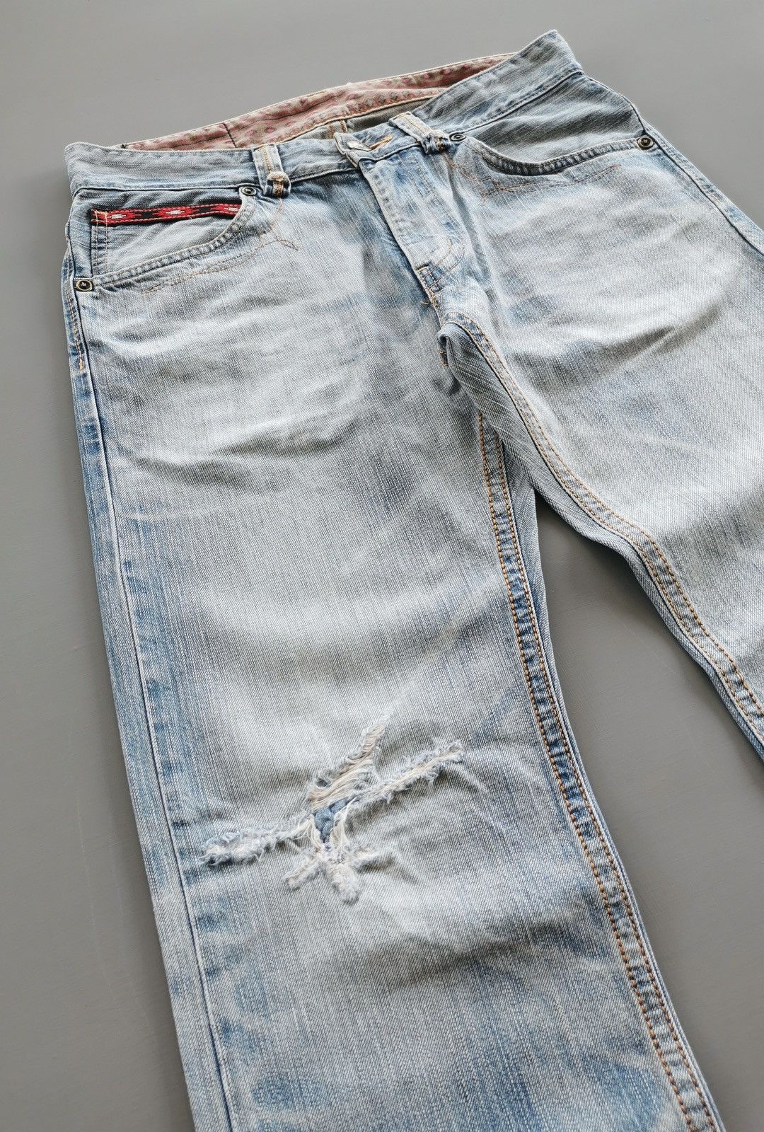 Edwin Edwin 423XVS Light Blue Distressed Denim Jeans Size US 34 / EU 50 - 3 Thumbnail