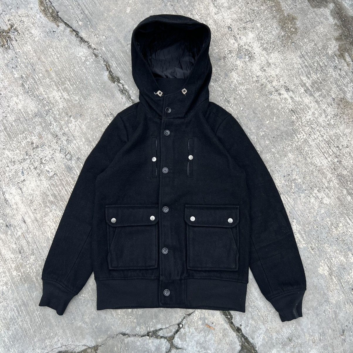If Six Was Nine “PUNK” BLACK ZIP UP WOOL HOODIE JACKET Size US M / EU 48-50 / 2 - 12 Thumbnail