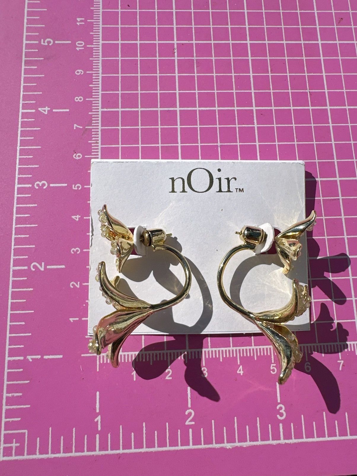 Designer Noir earrings 2pc lock back gold tone orange yellow beads Size ONE SIZE - 6 Thumbnail