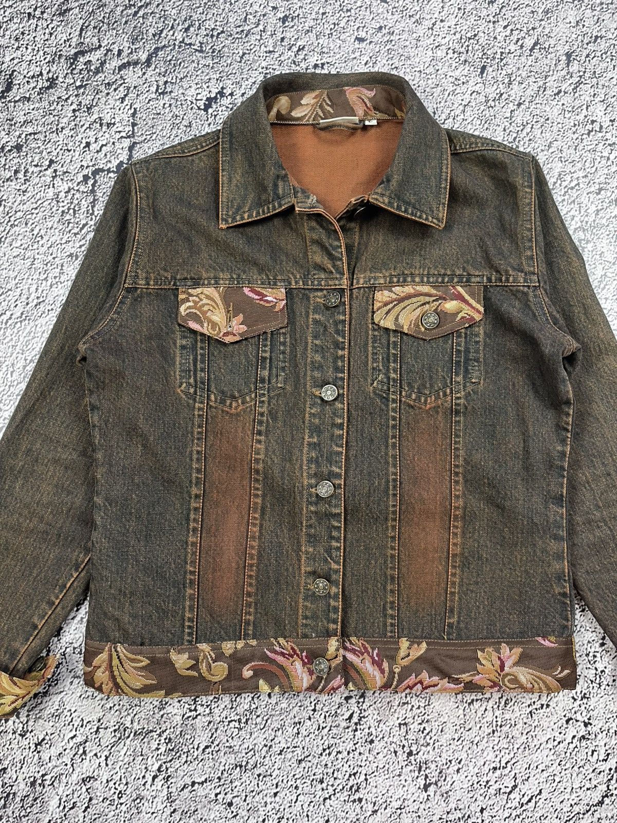 Vintage Vintage Y2K Rust Denim Floral Jacket Botanical Rare Size S Size S / US 4 / IT 40 - 3 Thumbnail