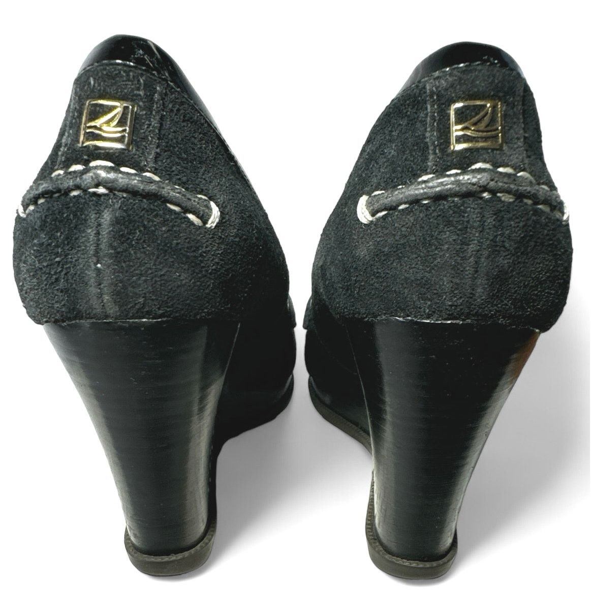 Sperry Sperry Black Suede Patent Leather Wedge Heels Women sz 8.5 Size US 8.5 / IT 38.5 - 6 Thumbnail