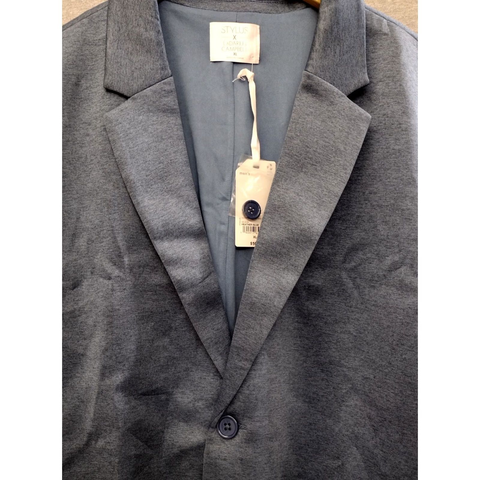 Vintage Stylus X LaDarius Campbell Lightweight Jacket Blazer Heather Blue XL Men Blazer Solid 23 Chest Regular Front Two-Button Size 46R - 3 Thumbnail