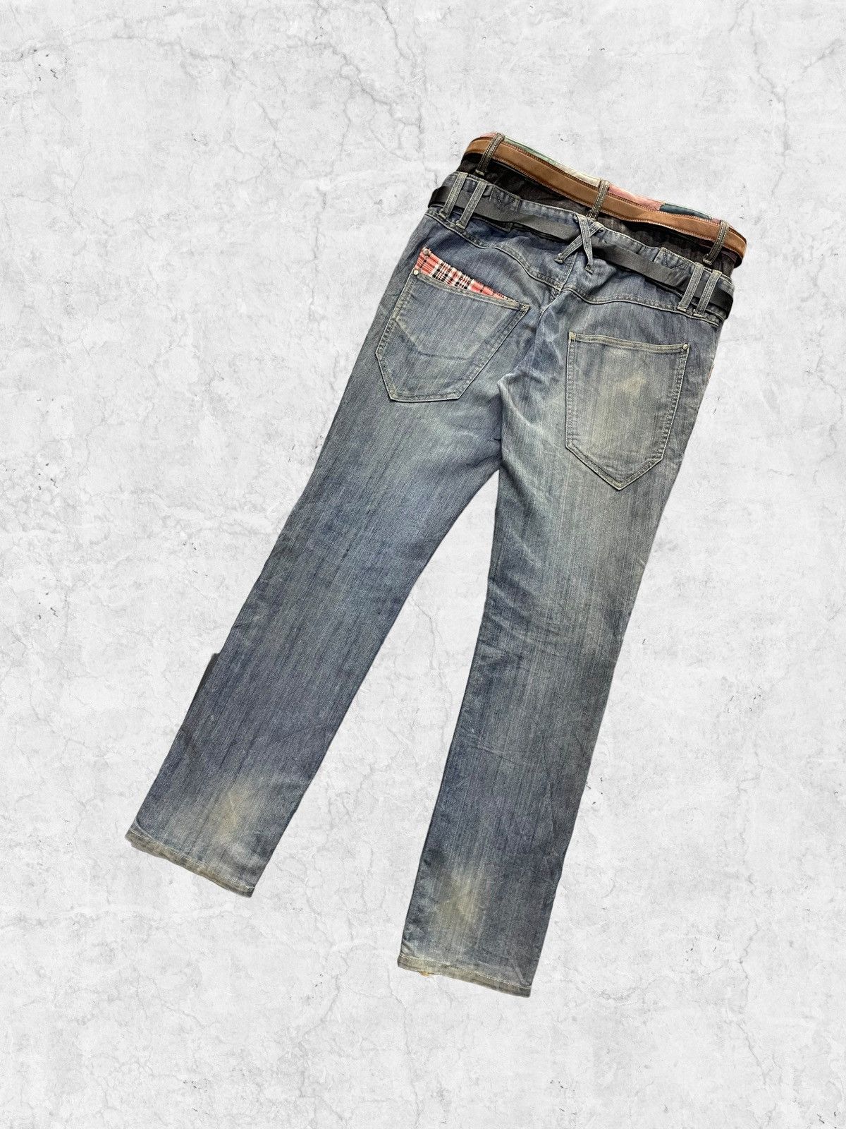 Japanese Brand Vintage Manydope Double Waist Denim Pants With Leather Belt Size US 32 / EU 48 - 11 Thumbnail