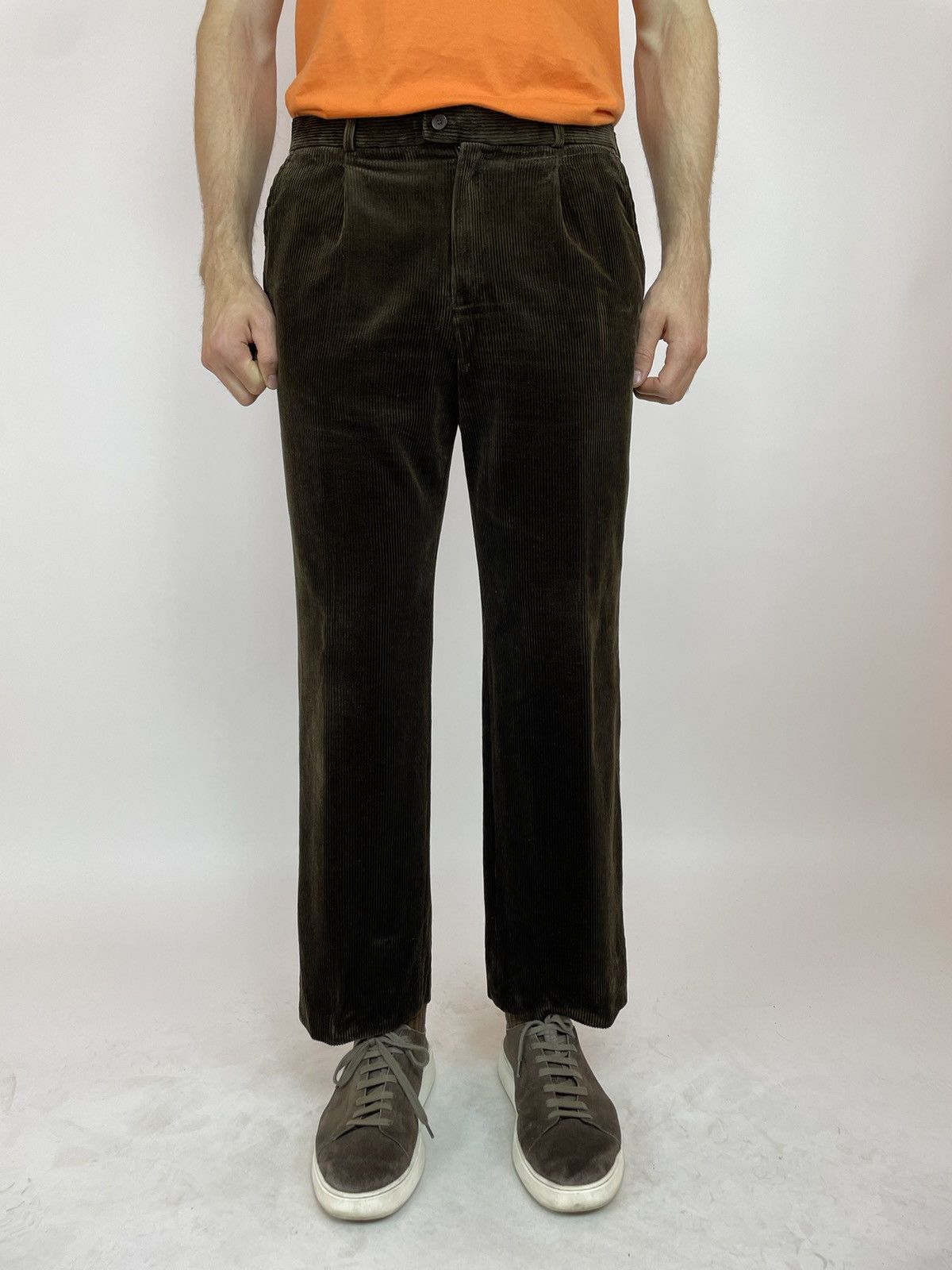 Lacoste LACOSTE VINTAGE VELVET Brown Pleated TROUSERS PANTS size F44 Size US 34 / EU 50 - 2 Thumbnail
