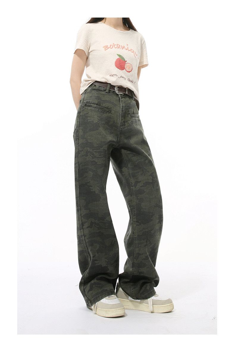 Japanese Brand × Jean High street washed camouflage straight cargo jeans y2k Size US 32 / EU 48 - 6 Thumbnail