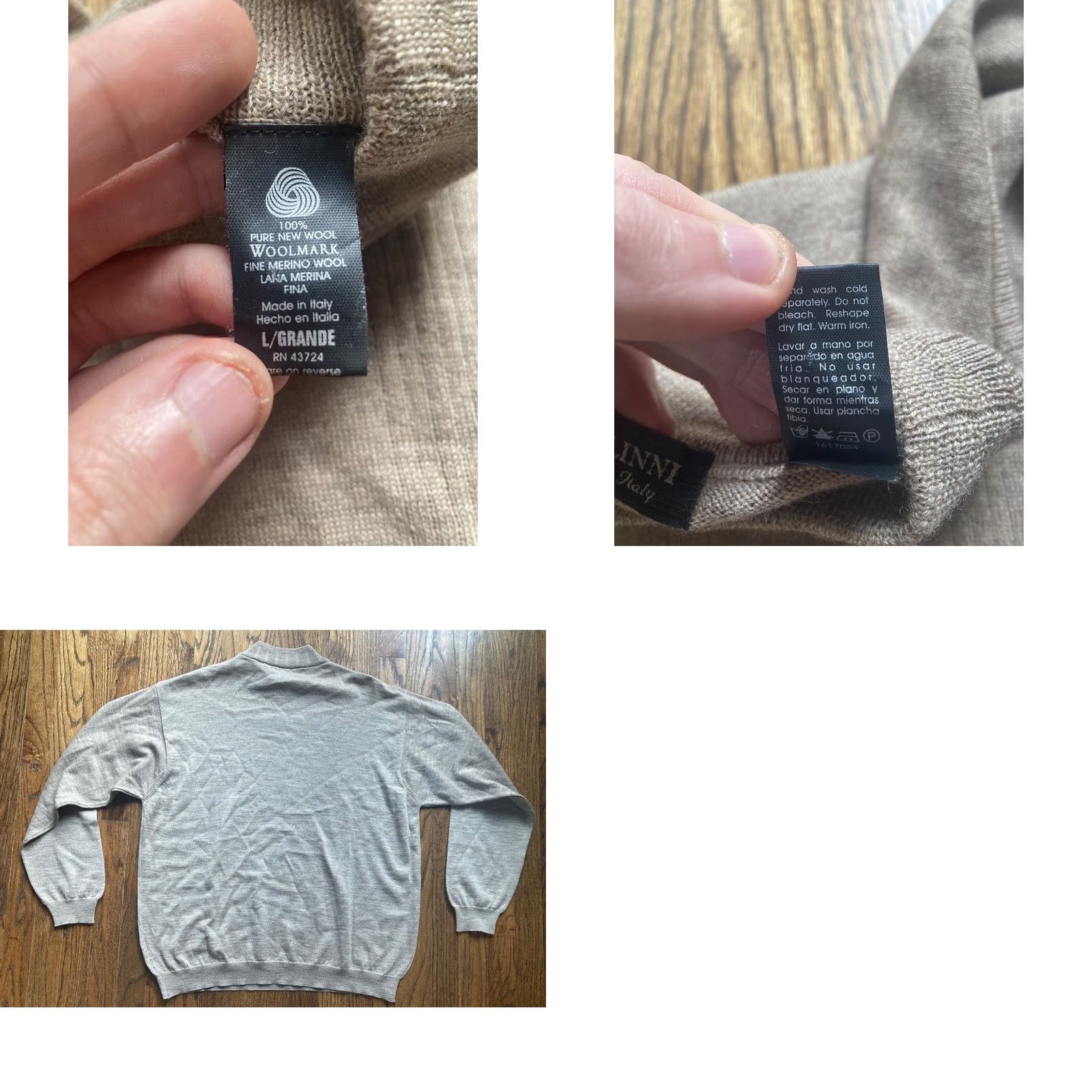 Vintage Cellini Sweater Mens Size L Beige 100% Wool Made In Italy Pullover EUC Size US L / EU 52-54 / 3 - 8 Thumbnail
