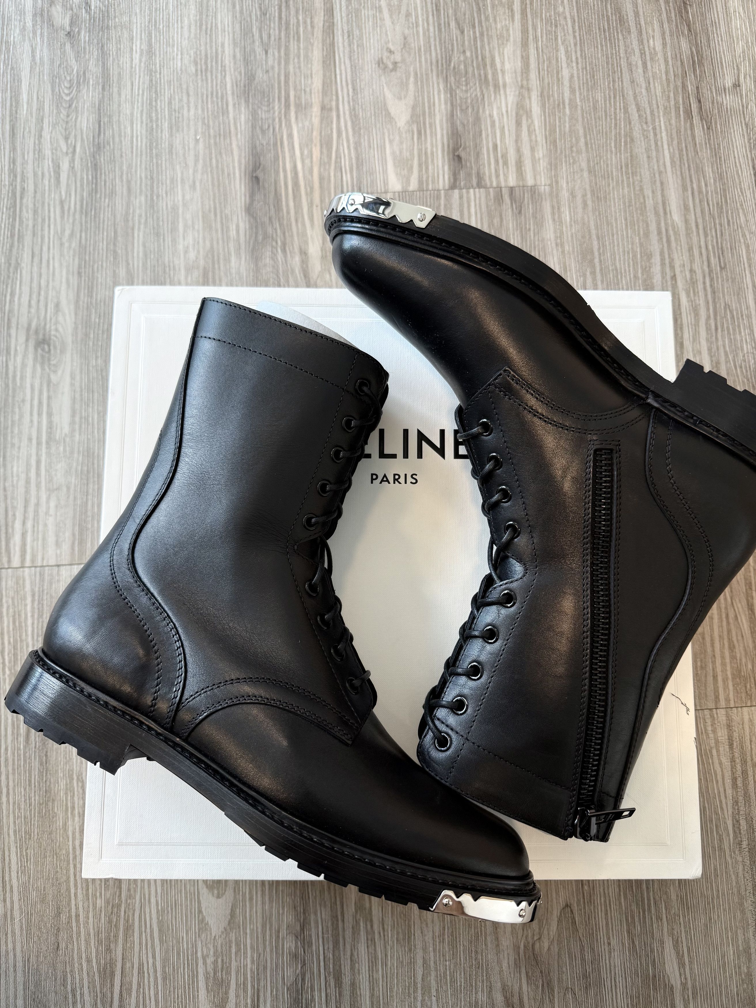 靴 CELINE Boots 41 Celine × Hedi Slimane Celine Conique Zipped Leather Boots