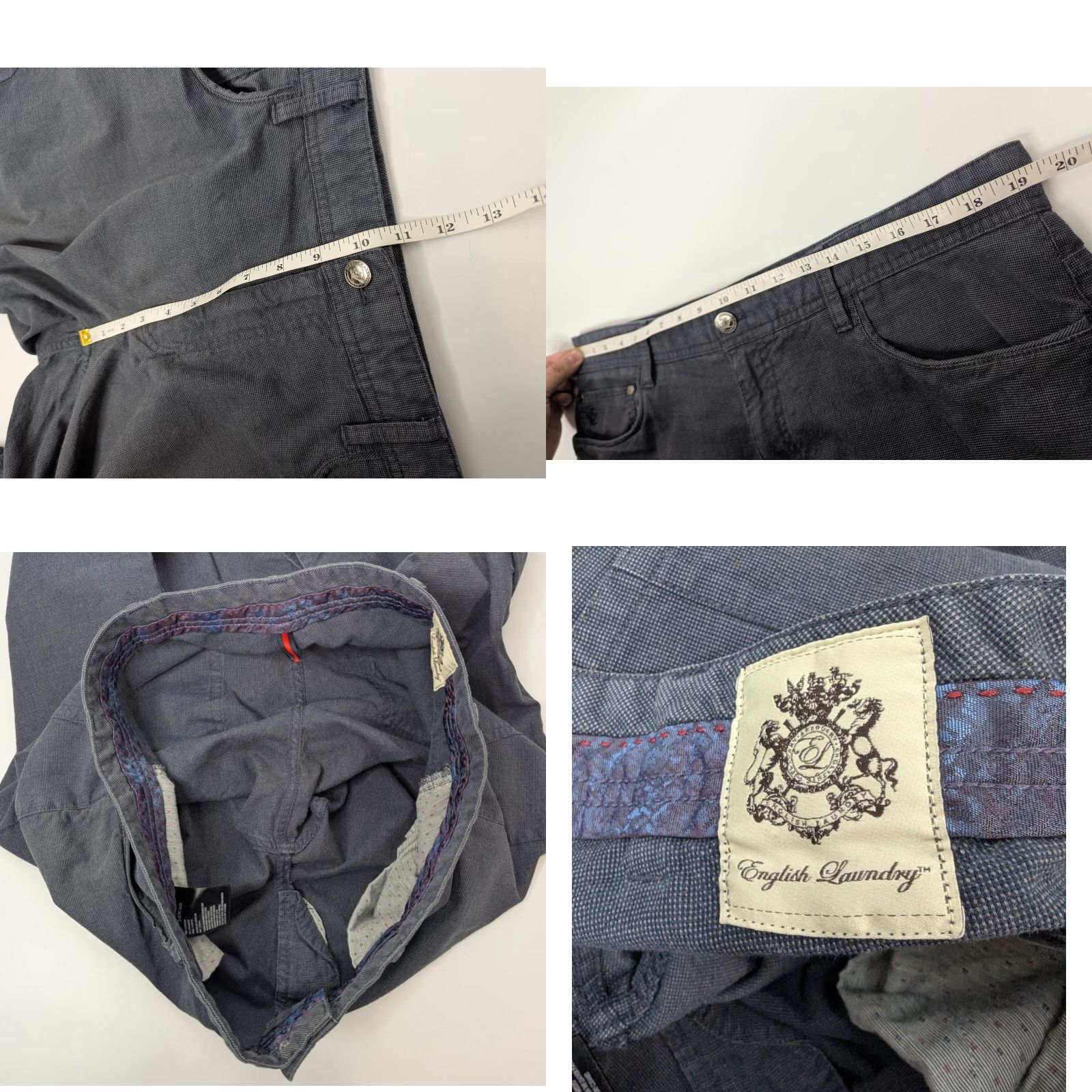 English Laundry VINTAGE English Laundry Pants Men 38x30 Brixton 5-Pocket Trousers Stretch Gray Navy Size US 38 / EU 54 - 8 Thumbnail