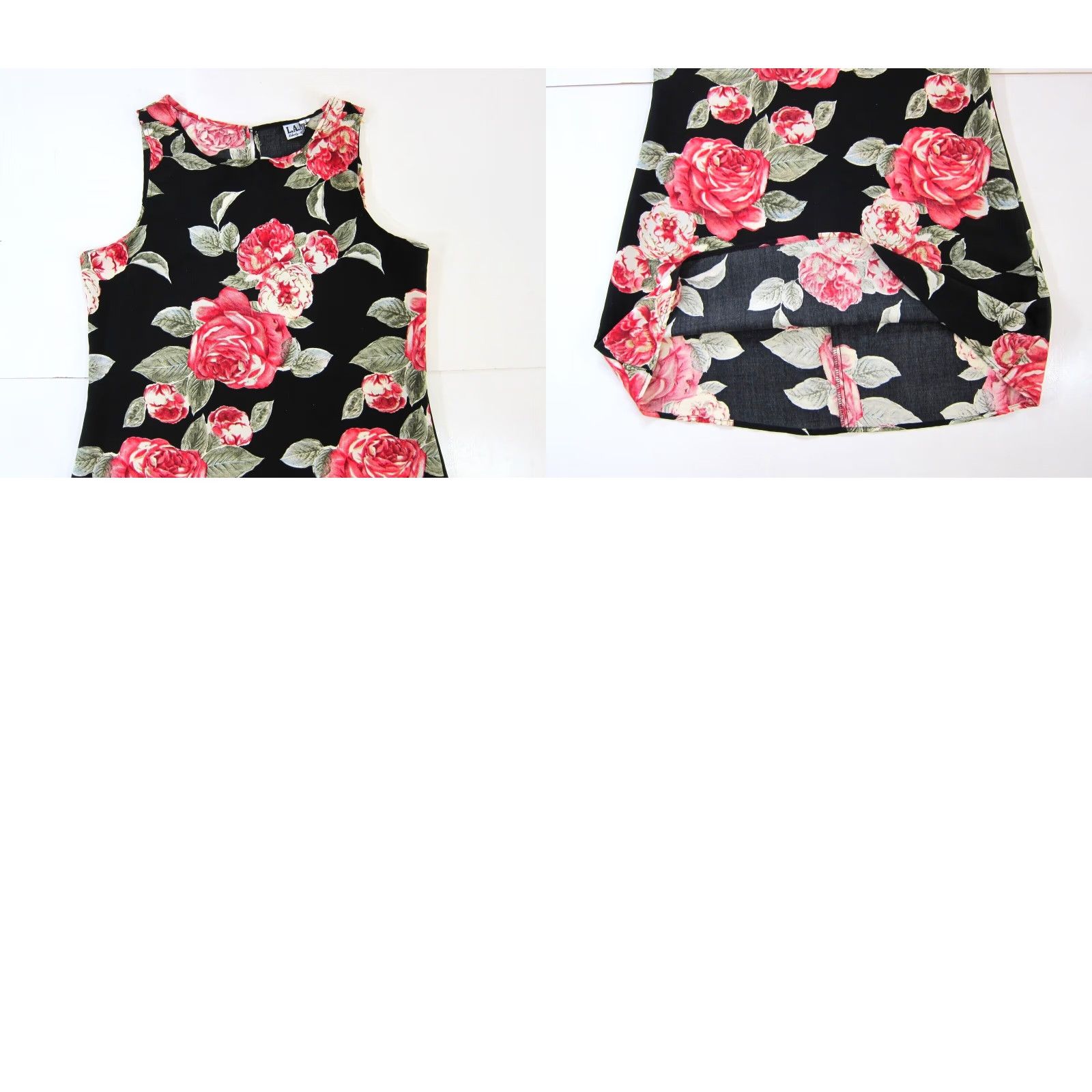 Vintage Liberty Apparel L.A.N.Y. Rayon Black Pink Rose Floral Shift Tank Dress Medium Size M / US 6-8 / IT 42-44 - 8 Thumbnail