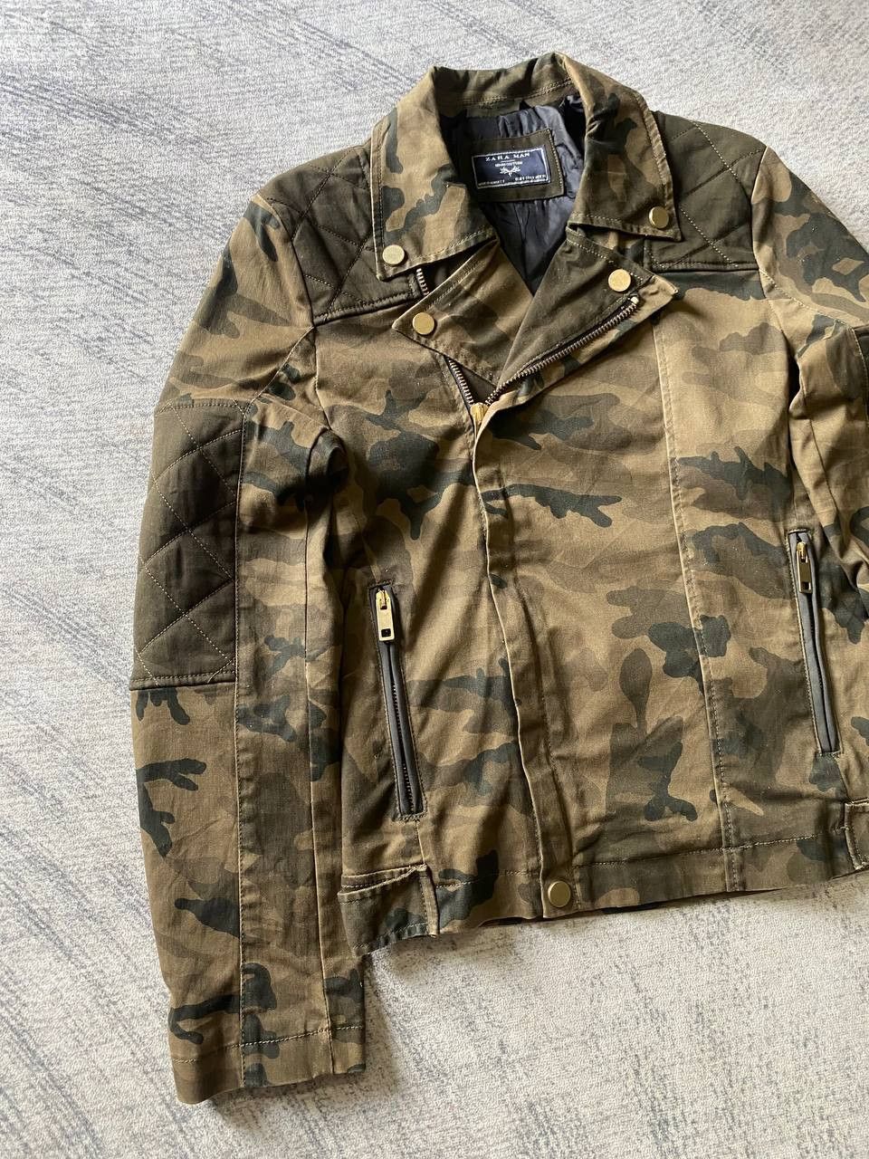 Zara Zara Man Camouflage Double Collar Biker Jacket Size US S / EU 44-46 / 1 - 3 Thumbnail