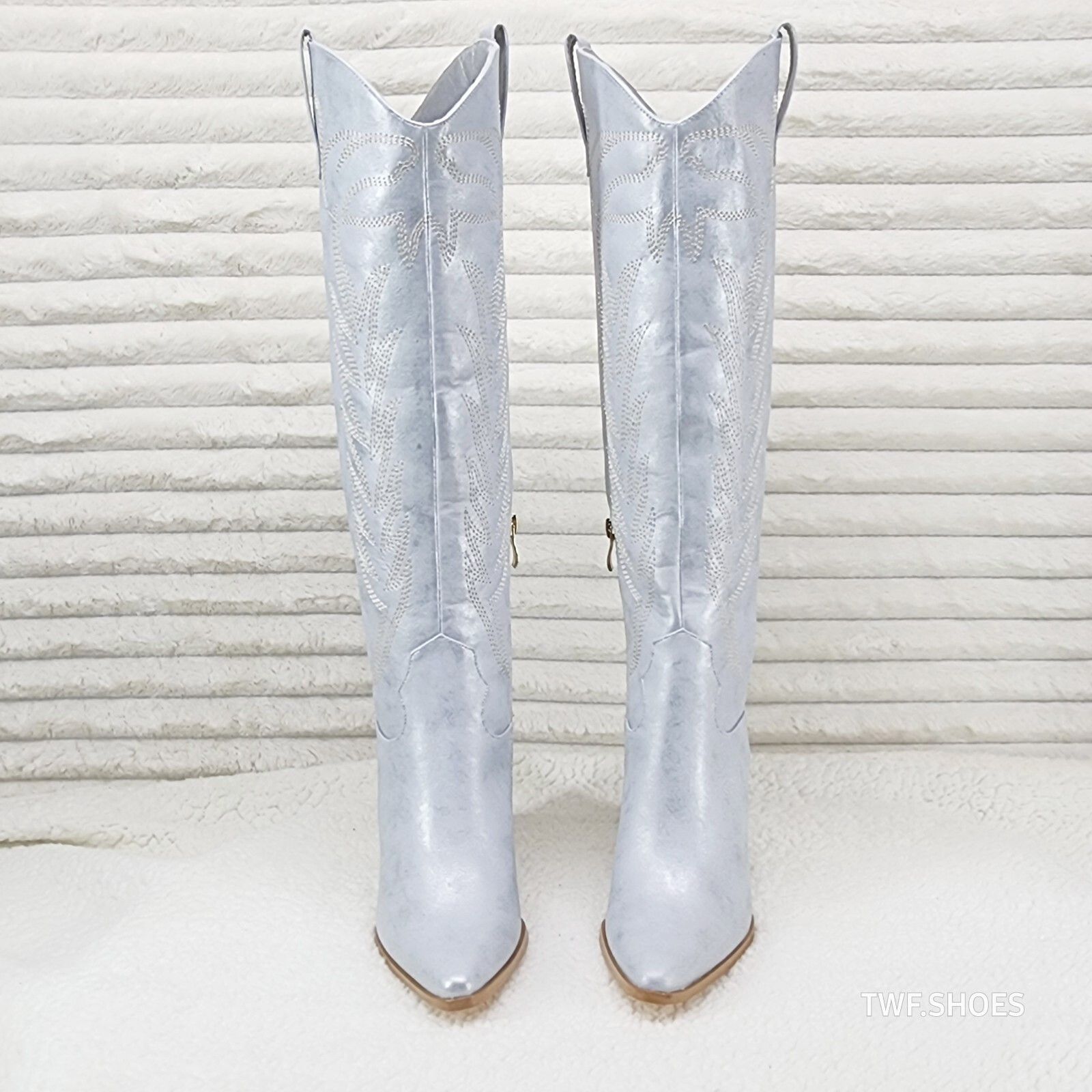 Other So Me Cruising Brushed Metallic Western Cowgirl Knee Boots S Size US 8.5 / IT 38.5 - 5 Thumbnail