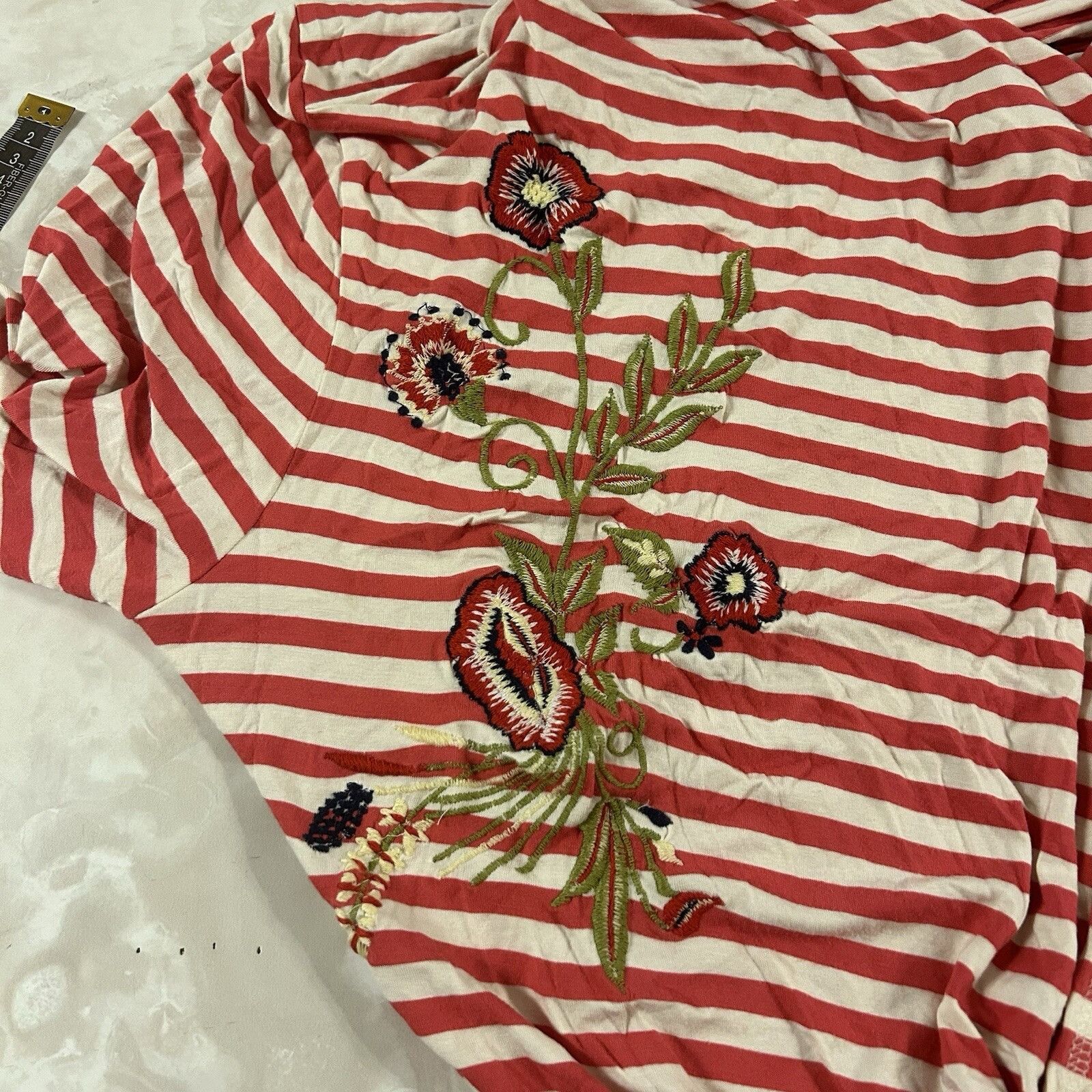 Vintage Soft Surroundings Cascading Open Front Cardigan Red and Whit Size XL / US 12-14 / IT 48-50 - 3 Thumbnail