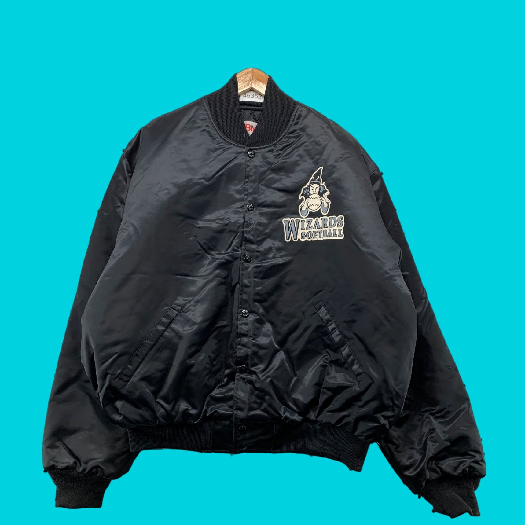 Vintage VINTAGE Birdie Wizards Softball Satin Jacket Mens XL Black 90s Snap Made USA Size US XL / EU 56 / 4 - 1 Thumbnail