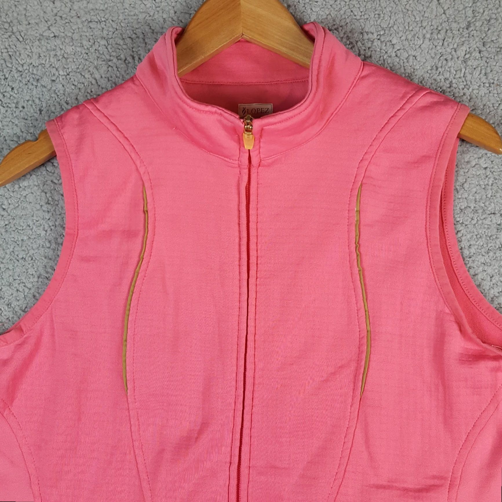 Pinko Lopez Preppy Pink Micro Fleece Lined Womens Size M Zip Up Vest Windbreaker Golf Jacket Size M / US 6-8 / IT 42-44 - 3 Thumbnail