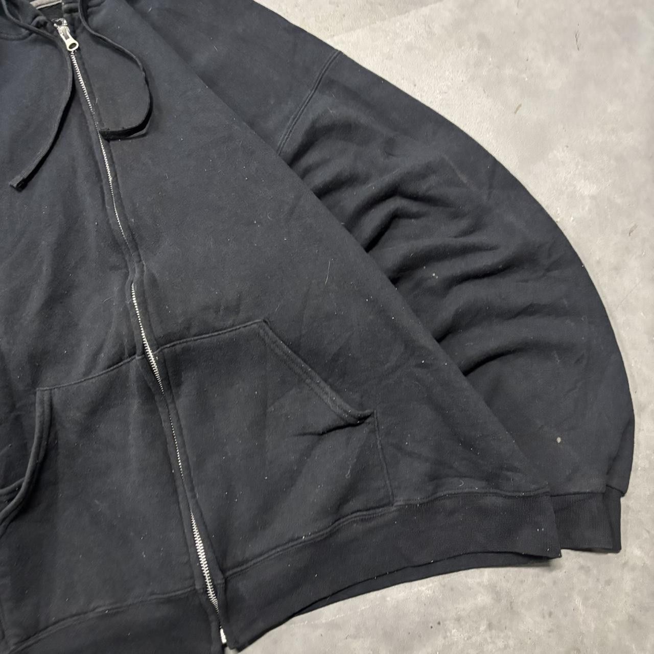 Japanese Brand × Vintage Crazy Vintage Y2K/2000s Black Blank Russell Style Essential Zip Up Hoodie! Size US XXL / EU 58 / 5 - 4 Thumbnail