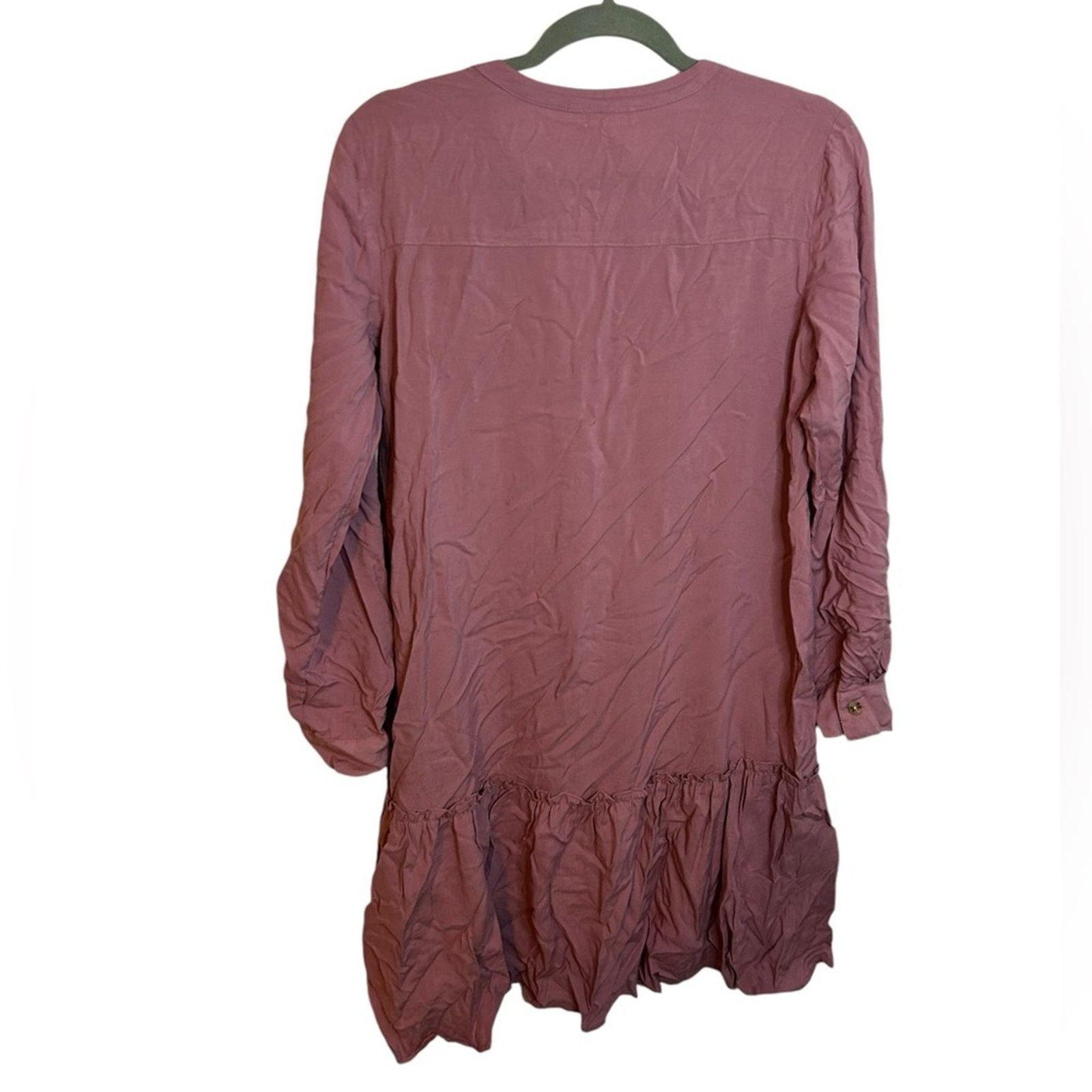 Other Eyeshadow Mauve Button Front Ruffle Hem Shirt Dress Size M / US 6-8 / IT 42-44 - 2 Thumbnail