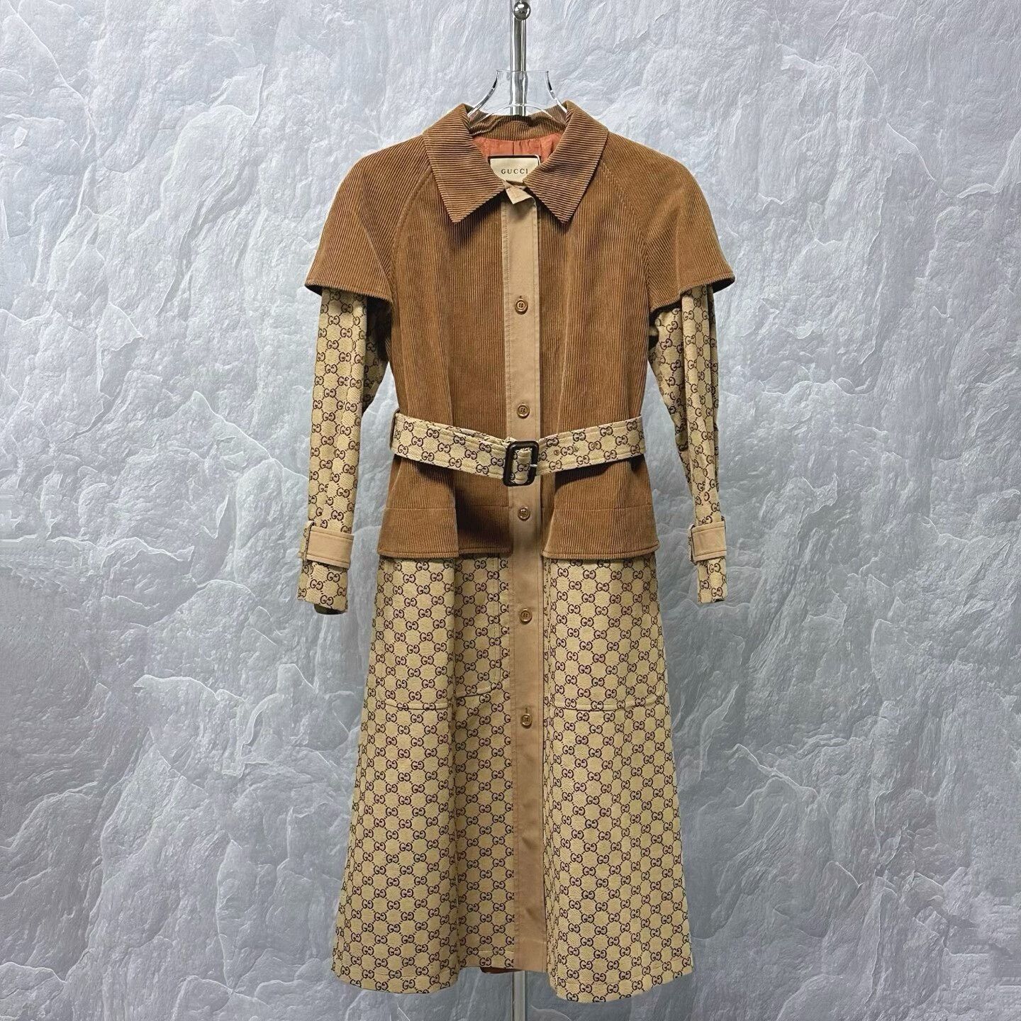 Gucci gucci double g corduroy trench coat Size S / US 4 / IT 40 - 1 Thumbnail