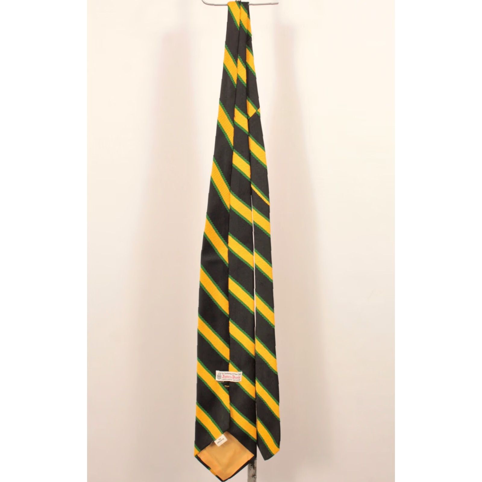 Vintage VINTAGE James Davis 70s Tie Neck Tie Men's NOS Black & Yellow Striped Pattern Wide 61" Nylon Geometric Mens Size ONE SIZE - 6 Thumbnail