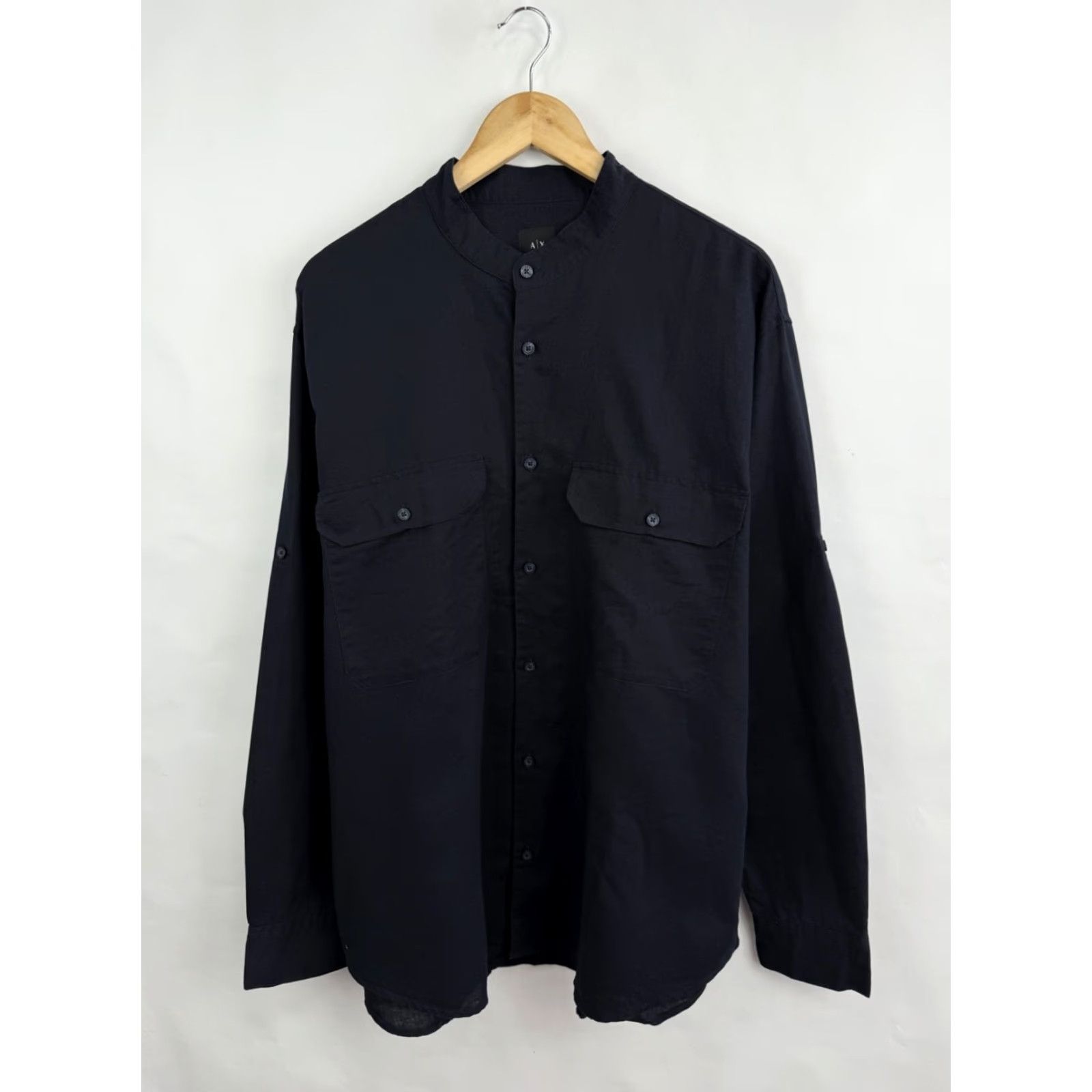 Armani Exchange Armani Exchange Shirt XL Blue Linen Classic Y2K Vintage Casual Mens 90s Style Button-Up Long Sleeve Size US XL / EU 56 / 4 - 5 Thumbnail