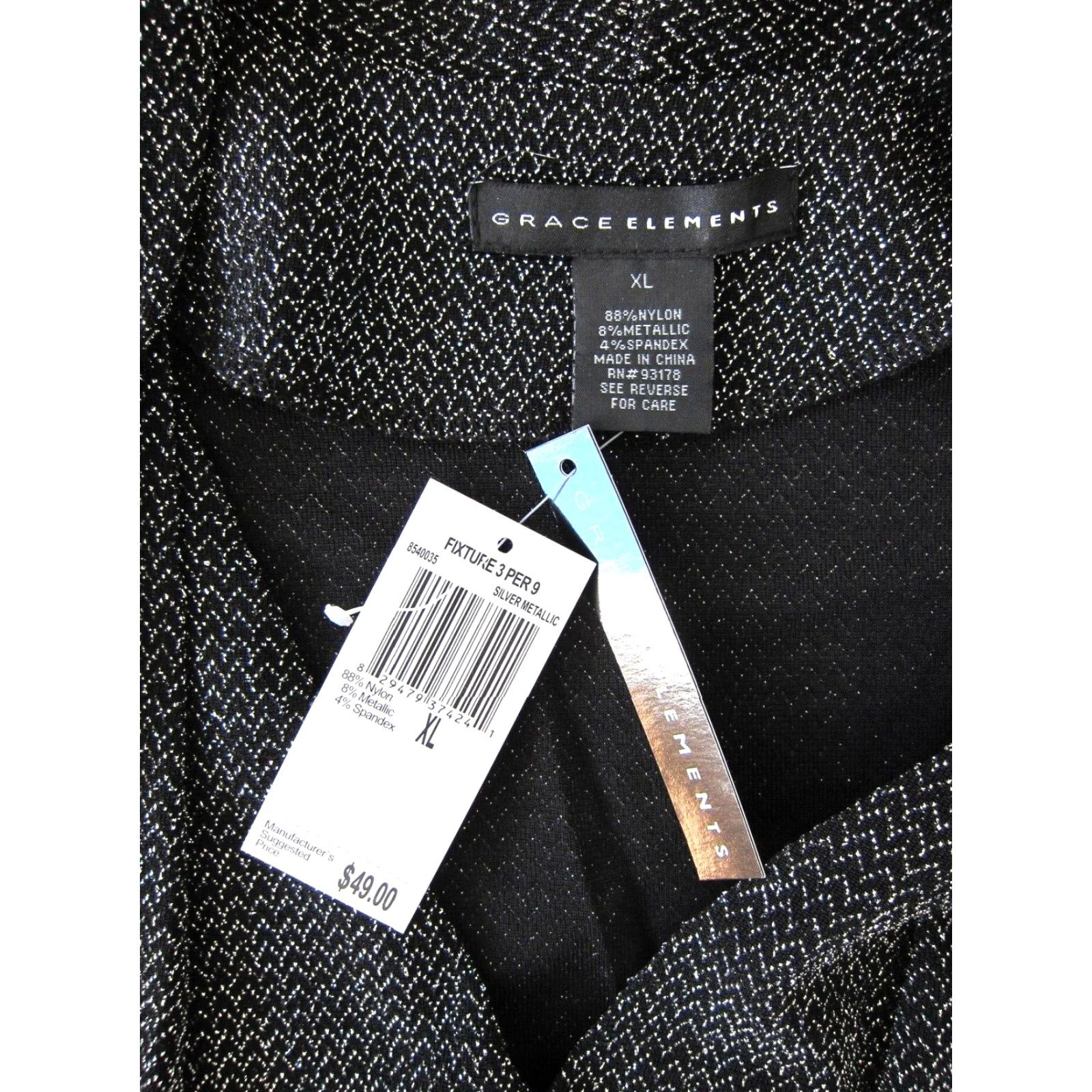 Vintage Grace Elements Blouse XL Sleeveless V-Neck Silver Metallic Sparkle Women NWT Size XL / US 12-14 / IT 48-50 - 4 Thumbnail