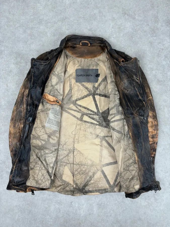 Giorgio Brato Giorgio Brato Brown Eroded Leather Asymmetrical Biker Jacket Size US S / EU 44-46 / 1 - 7 Thumbnail