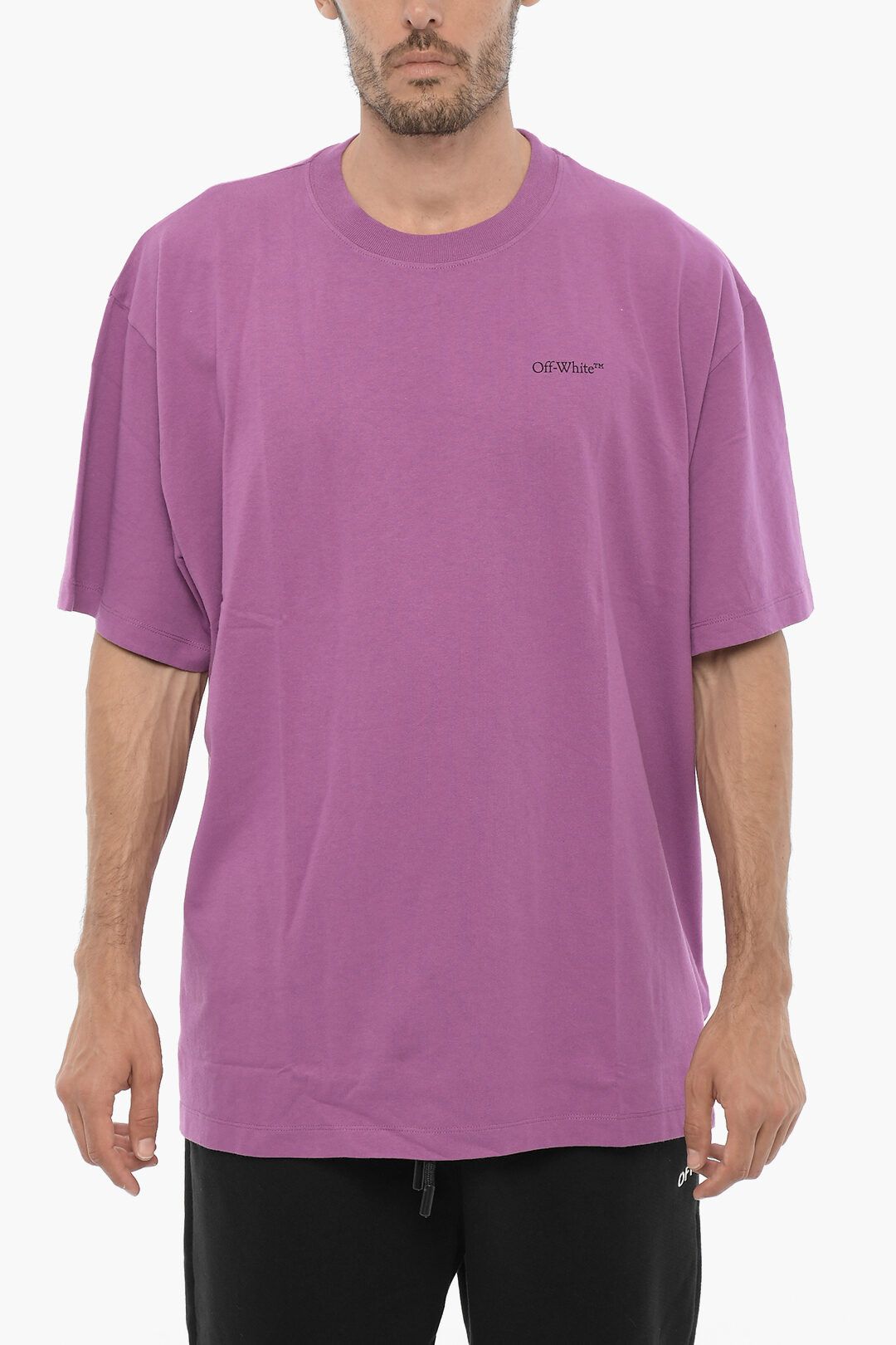 og1mm0824 Solid Color Crewneck T-Shirt in Purple