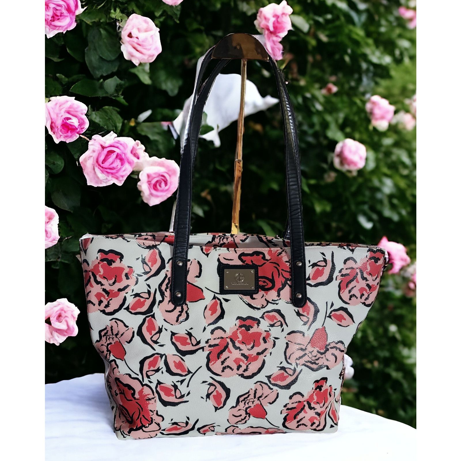 Giani Bernini Giani Bernini Women's Tote White Pink Coral Floral Print Size ONE SIZE - 1 Thumbnail