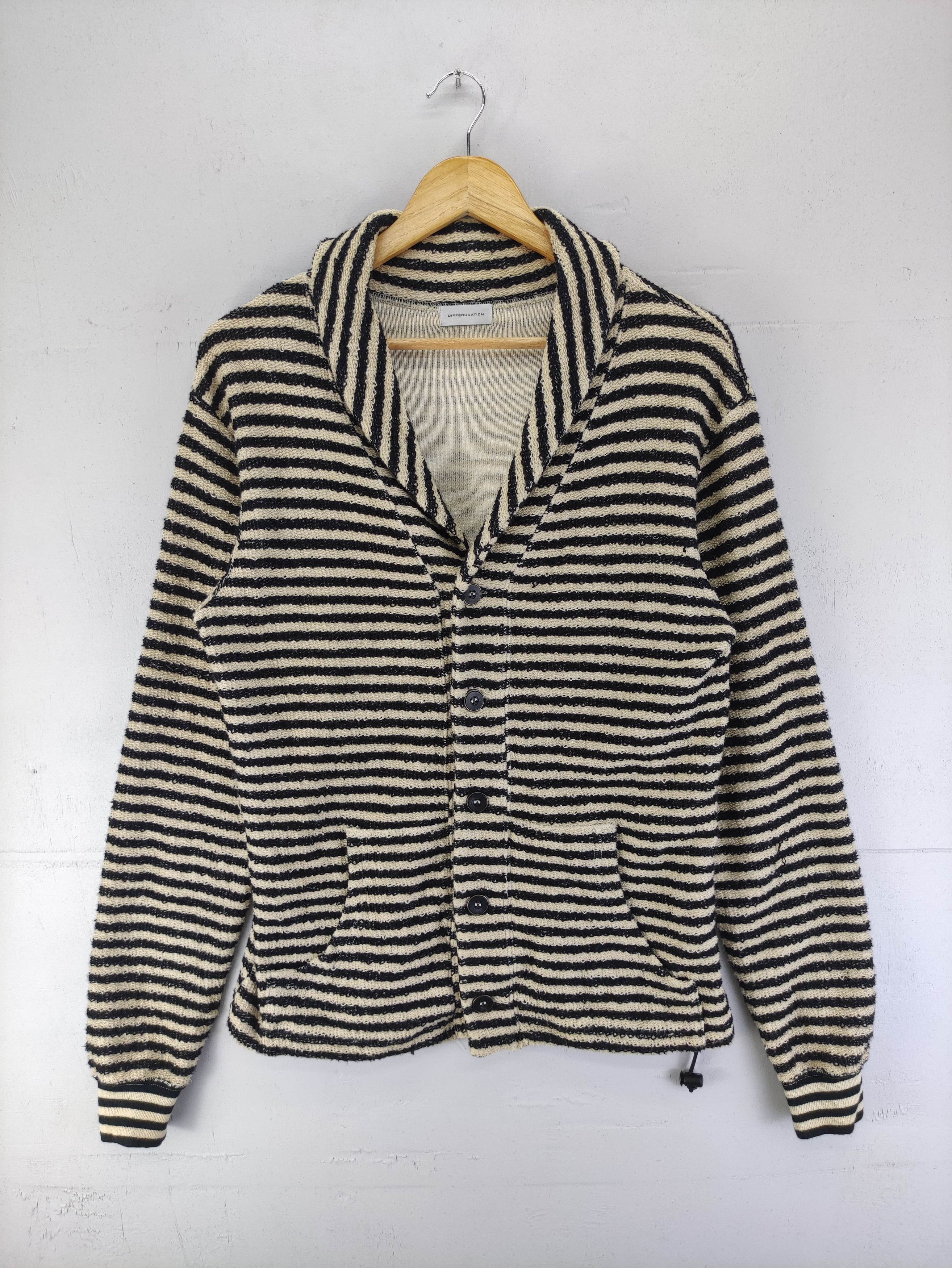 Japanese Brand Vintage Diffeducation Shawl Collar Stripe Cardigan Size M / US 6-8 / IT 42-44 - 1 Thumbnail