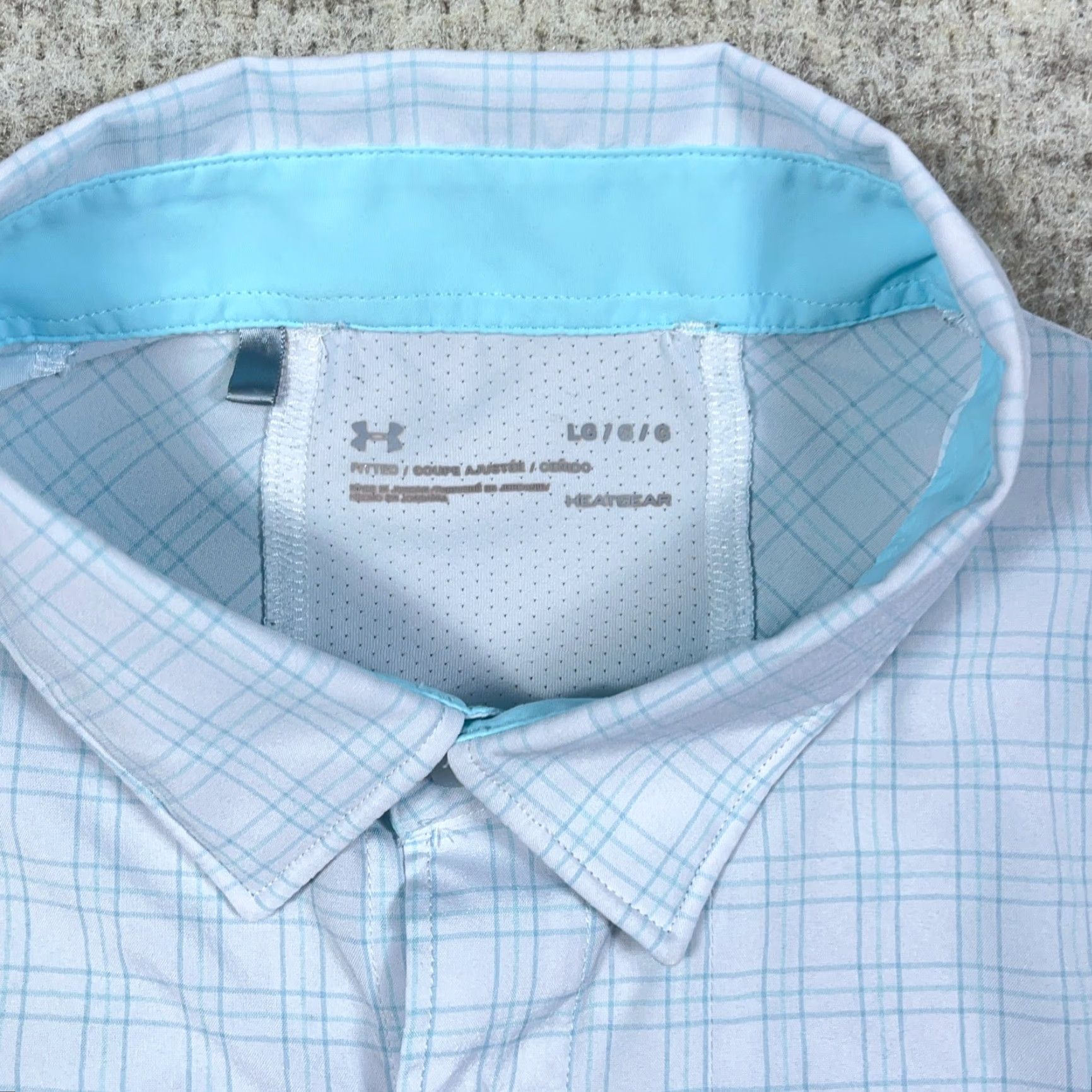 Under Armour Under Armour Button-Up Shirt Men Large White Blue Lightweight Moisture Wicking Plaid Performance Outdoor Size US L / EU 52-54 / 3 - 5 Thumbnail