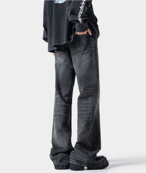 Japanese Brand × Jean Washed men's distressed wide-leg lightning pattern jeans Size US 32 / EU 48 - 4 Thumbnail