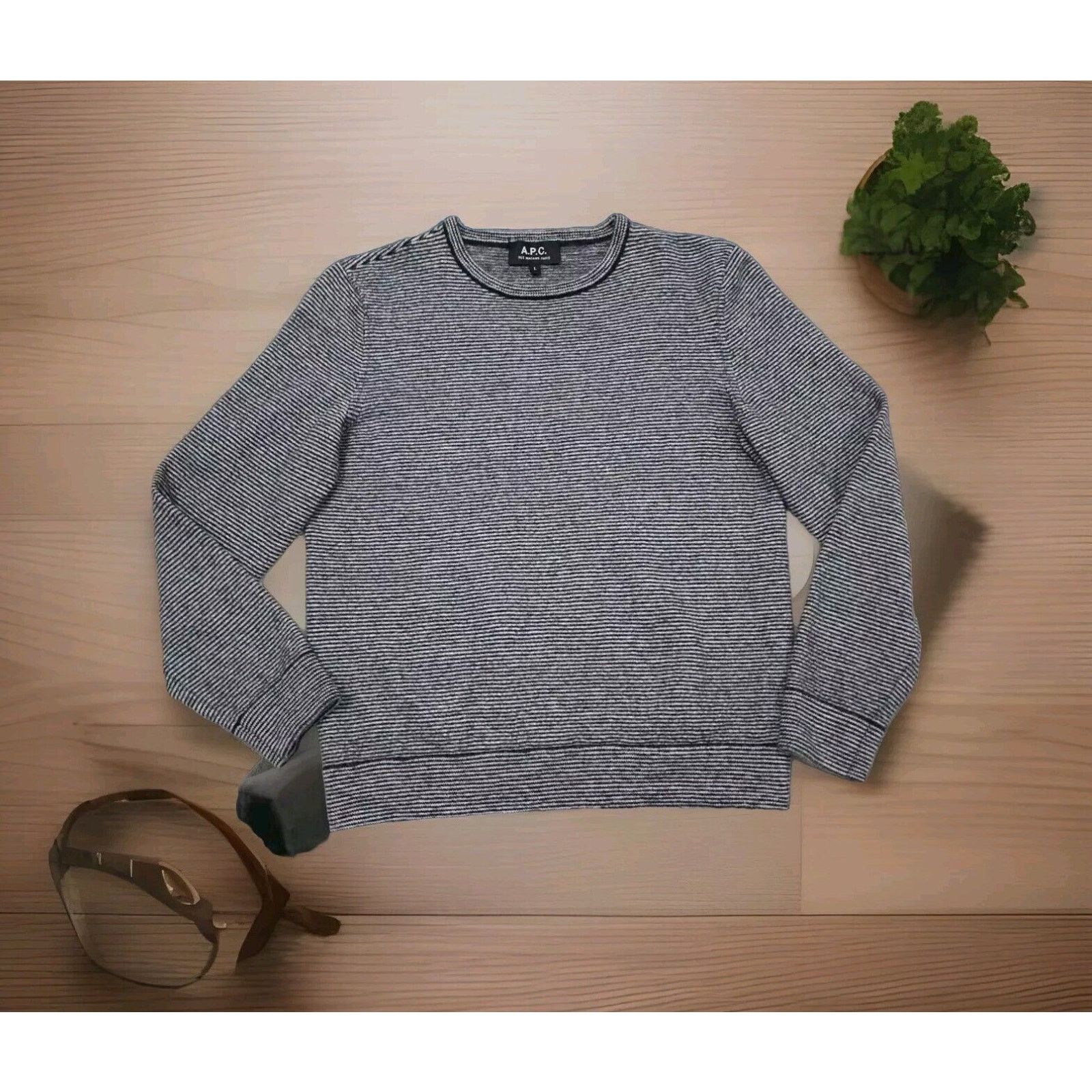 A.P.C. A.P.C. Women's Rue Madame Paris Striped Merino Wool Sweater Size L / US 10 / IT 46 - 1 Thumbnail