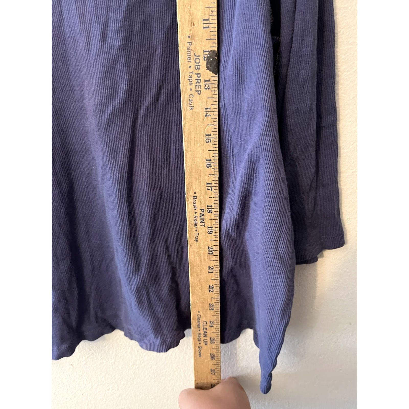 Denim & Co. Denim & Co. 3/4 Sleeve Blue Stretch Henley with Button - Size 2X Size XXL / US 16-18 / IT 52-54 - 4 Thumbnail