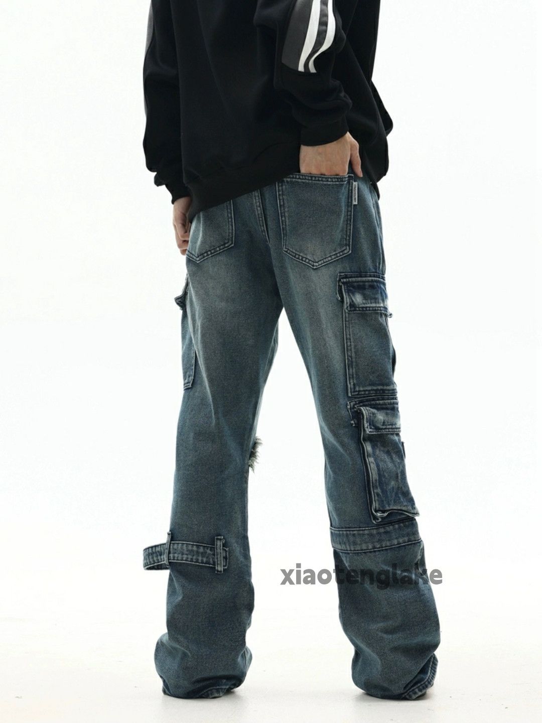 Jean × Vintage Unisex washed faded utility punk grunge cargo jeans Size US 32 / EU 48 - 6 Thumbnail