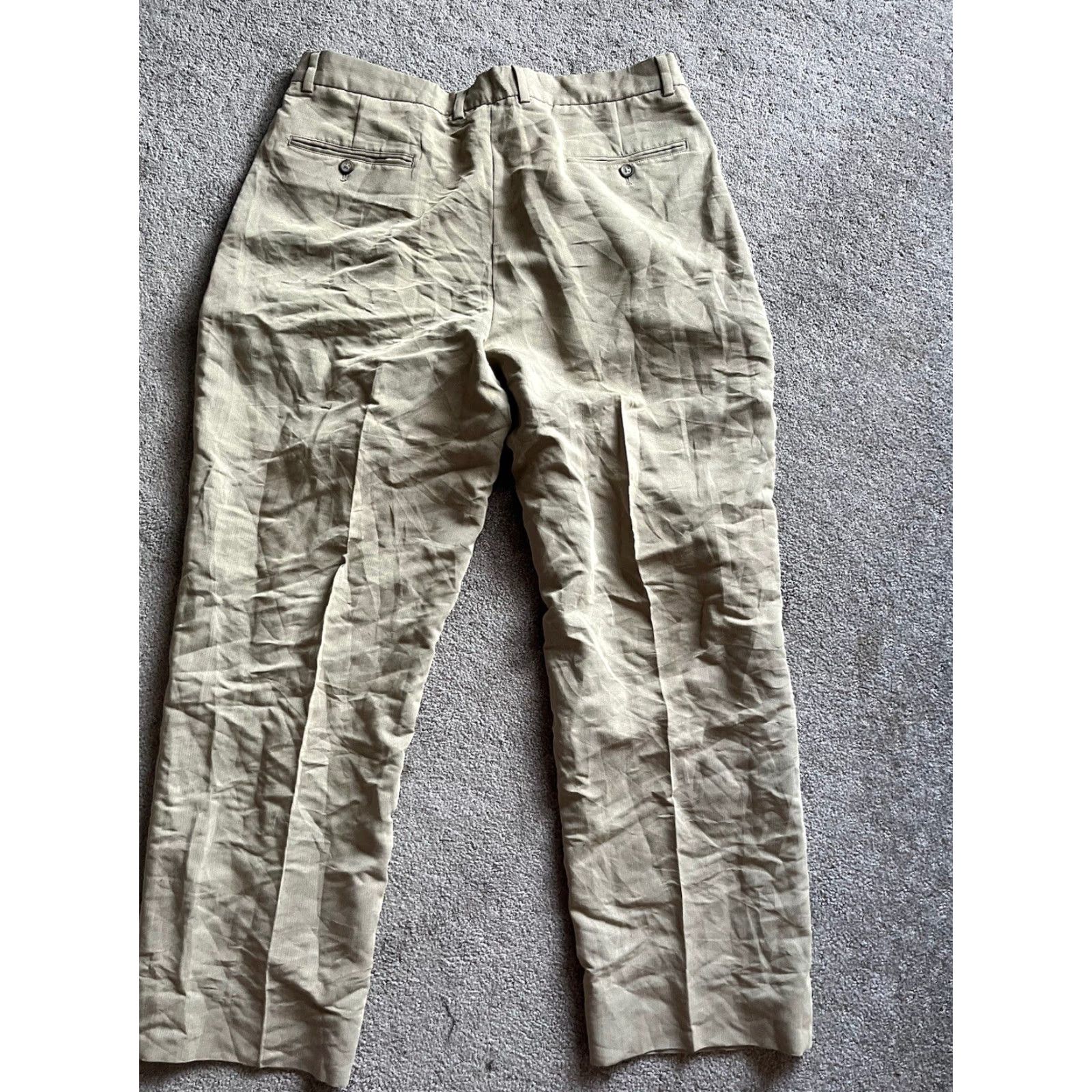Liz Claiborne Claiborne Men's Rayon Blend Dress Pants 38x30 Beige Pleated Size US 38 / EU 54 - 3 Thumbnail