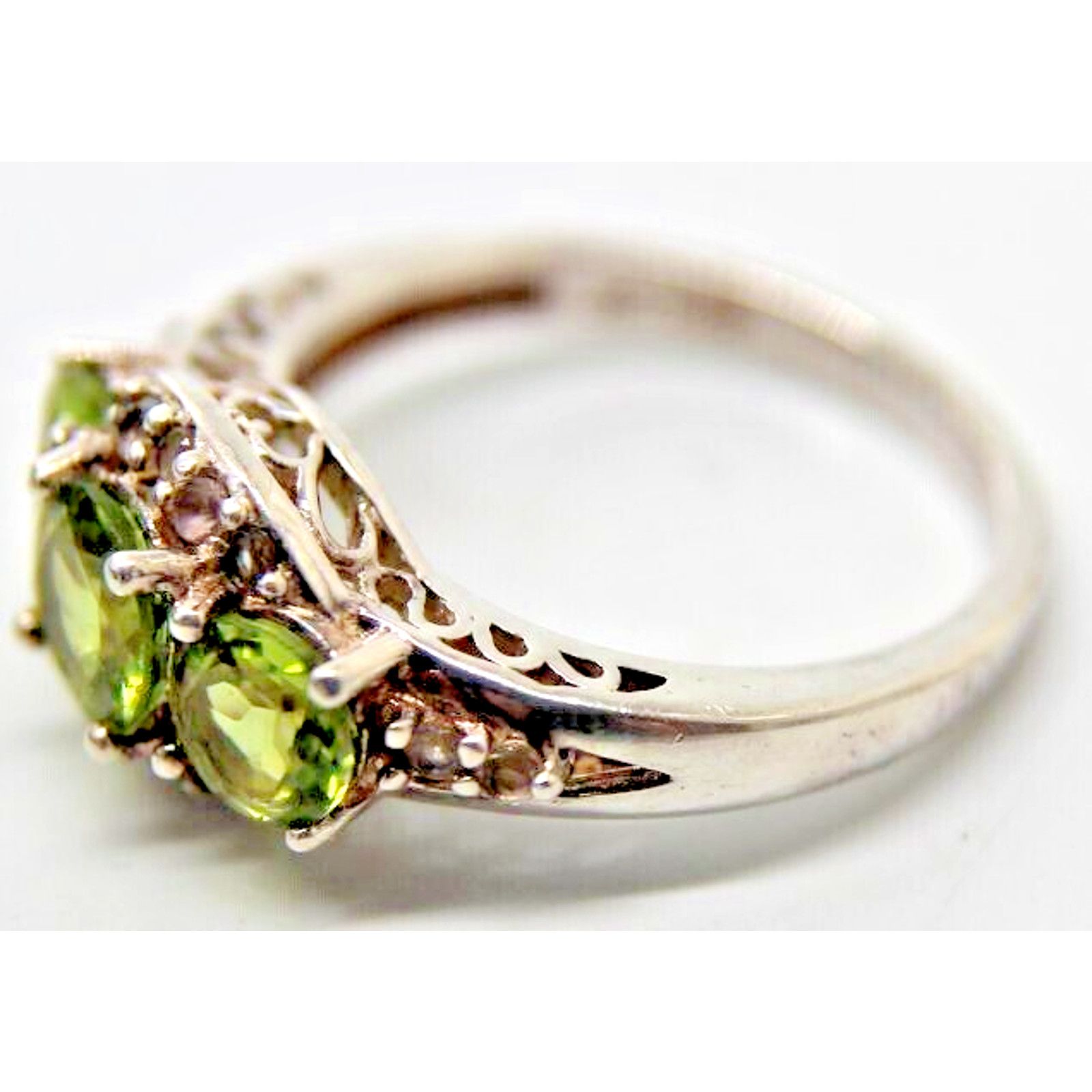 Other Harold Trujillo 3 Stone Peridot Ring • White Sapphire 925 Size ONE SIZE - 2 Thumbnail