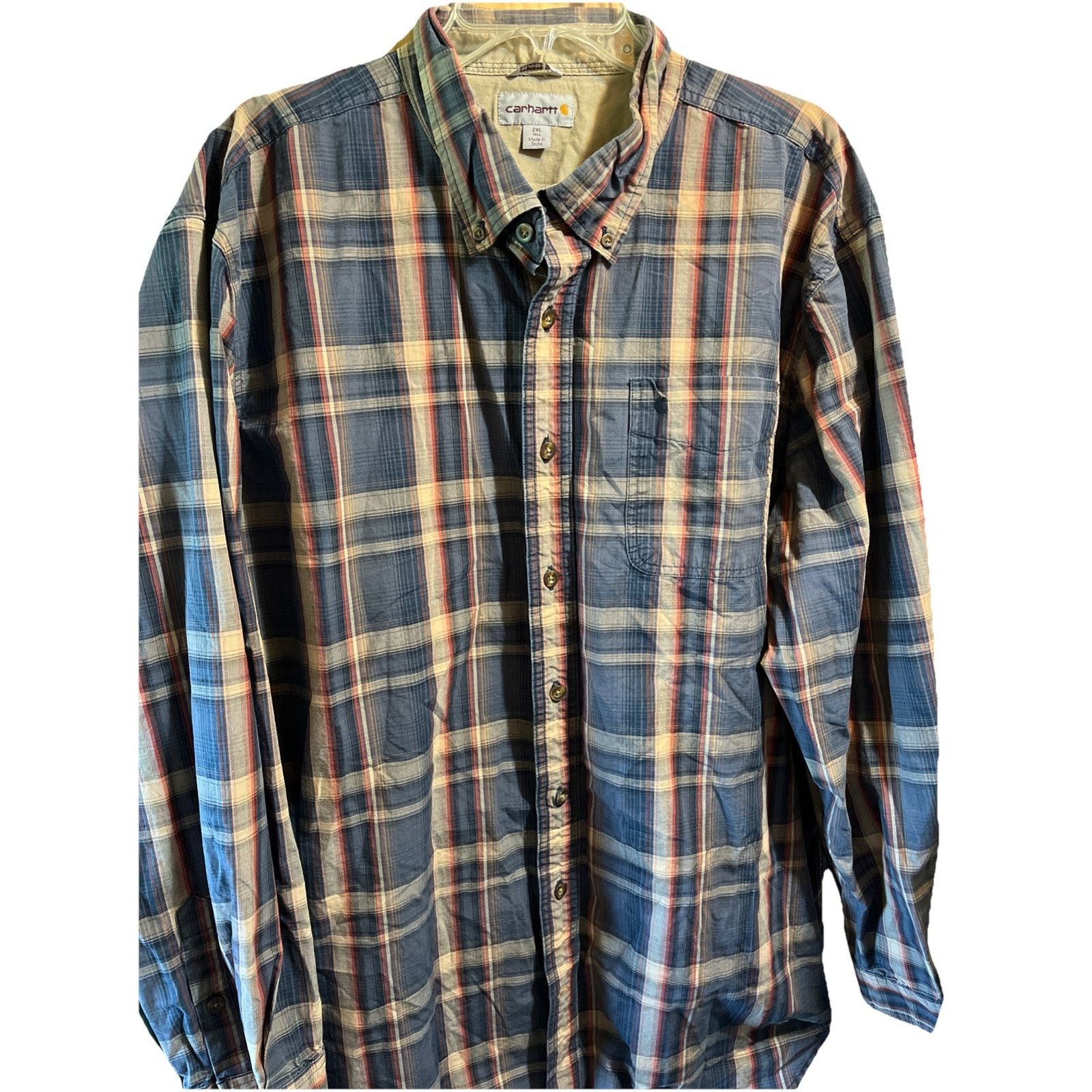 Carhartt Carhartt Shirt Men XXLT Blue Brown Plaid Outdoor Relaxed Fit Size US XXL / EU 58 / 5 - 1 Thumbnail