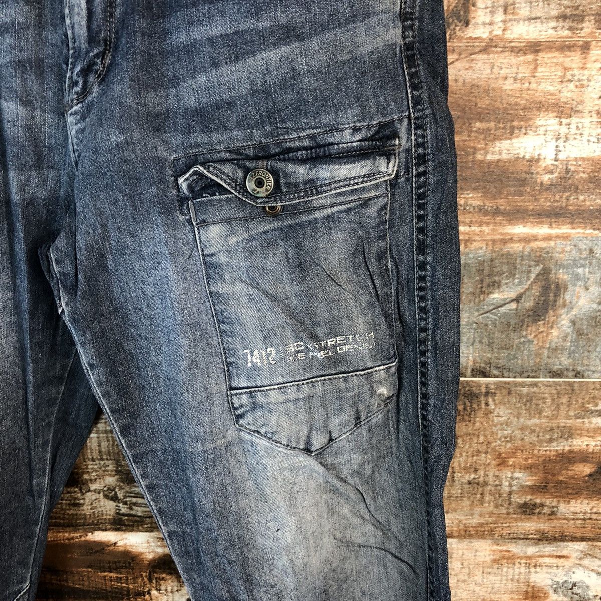 Japanese Brand Iz Frontier Blue Multipocket ripped Denim Pants #A2162 Size US 29 - 10 Thumbnail
