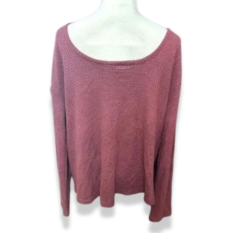 Other Abound Oversized Sweater V Neck Waffle Knit Red W XL NWOT Size XL / US 12-14 / IT 48-50 - 4 Thumbnail