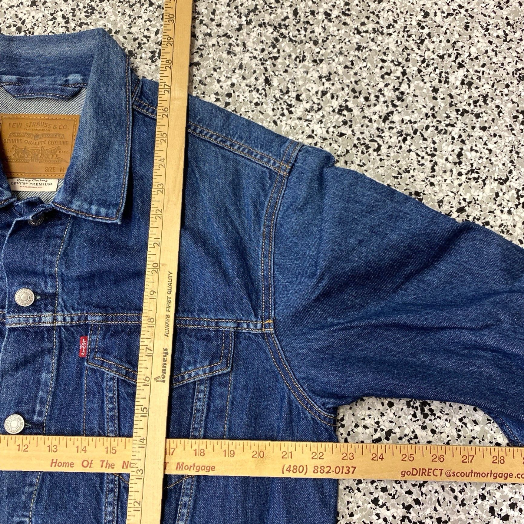 Levi's VINTAGE Levis Denim Stock Trucker Jacket M Men Medium Blue Silver Buttons Jean Jacket Collared Denim 1990s Metal Theme, Levi's Trucker, Sample Tag Size US M / EU 48-50 / 2 - 3 Thumbnail