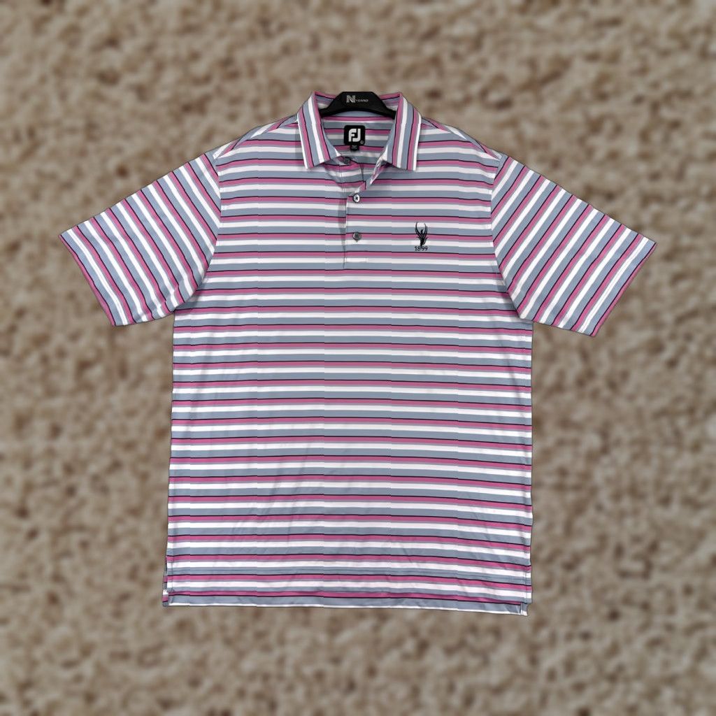 Footjoy FootJoy Polo Shirt Mens Large Pink Gray White Stripe Golf Golfer Lightweight Shirt Size US L / EU 52-54 / 3 - 1 Thumbnail