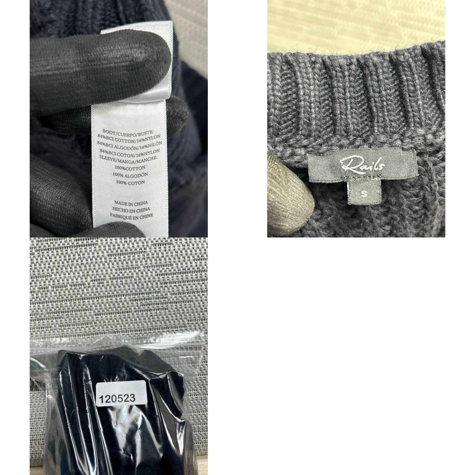 Rails Rails Sweater Womens Small Black Cotton Broderie Eyelet Sleeve Knit Crew Neck Pullover Casual Modern Classic 90s? Size S / US 4 / IT 40 - 8 Thumbnail
