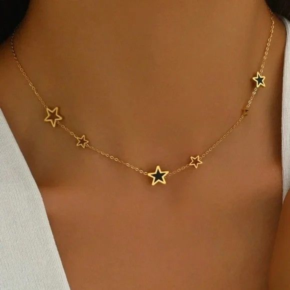 Other Gold Plated Stainless Steel Black Star Charm Necklace Size ONE SIZE - 1 Thumbnail