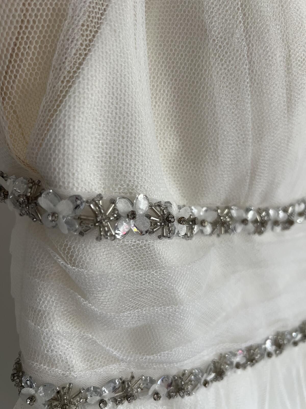 Marques'Almeida NWT Marchesa Notte Ivory Tulle Cocktail Bridal Beaded Dress Size L / US 10 / IT 46 - 5 Thumbnail