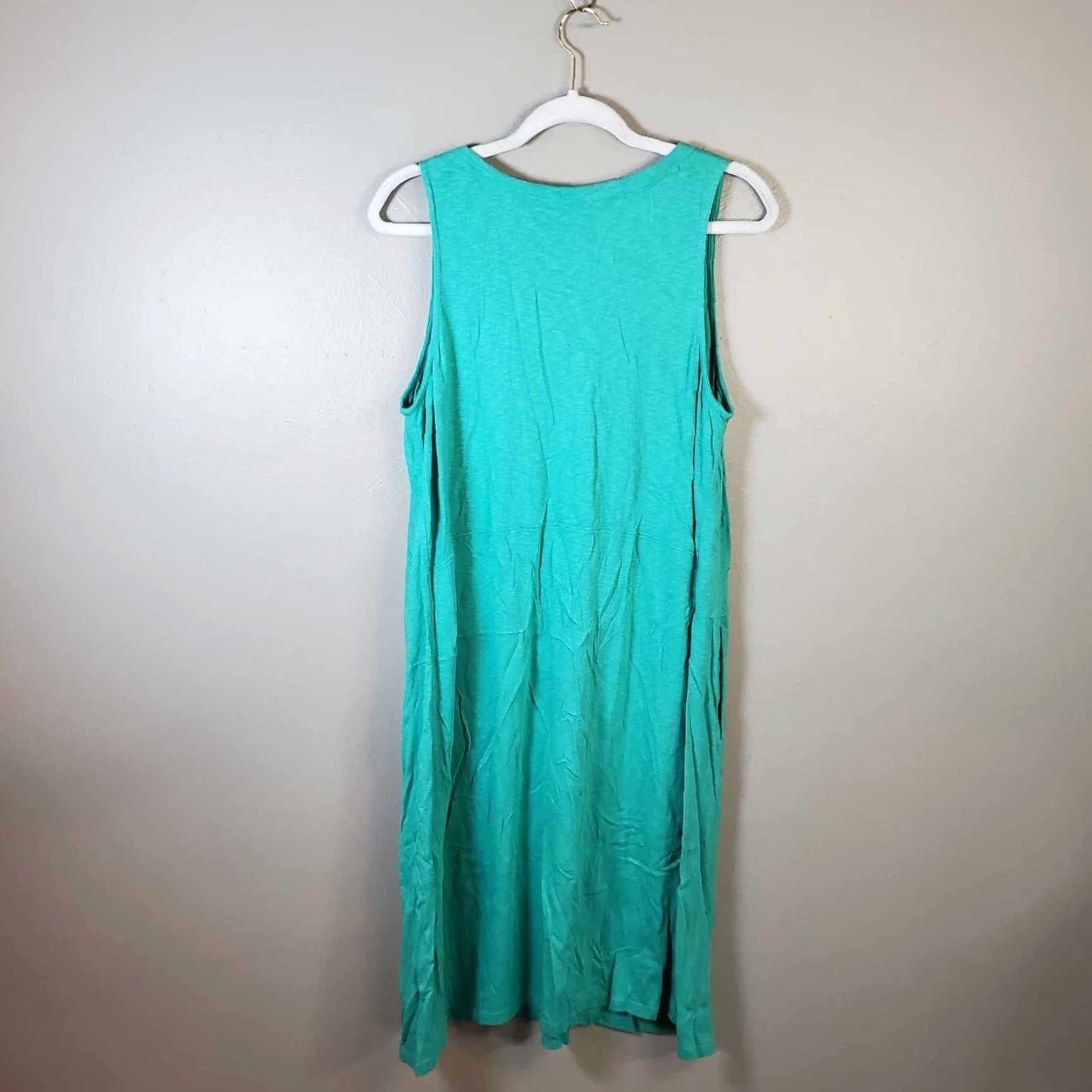 J Jill Seamed V Neck Sleeveless Dress M Green Long Womens