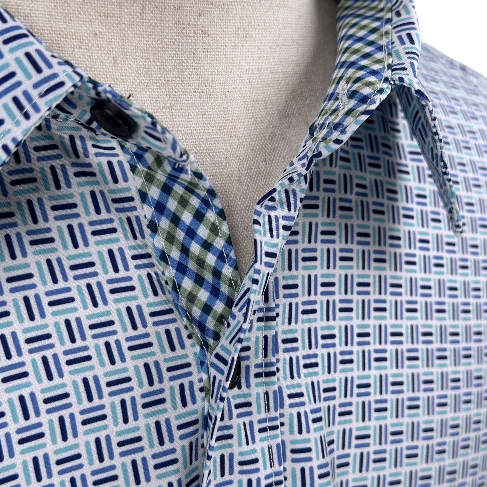 Other Con.Struct Shirt Men’s 2XL Blue White 4-Way Stretch Slim Fit Size US XXL / EU 58 / 5 - 4 Thumbnail
