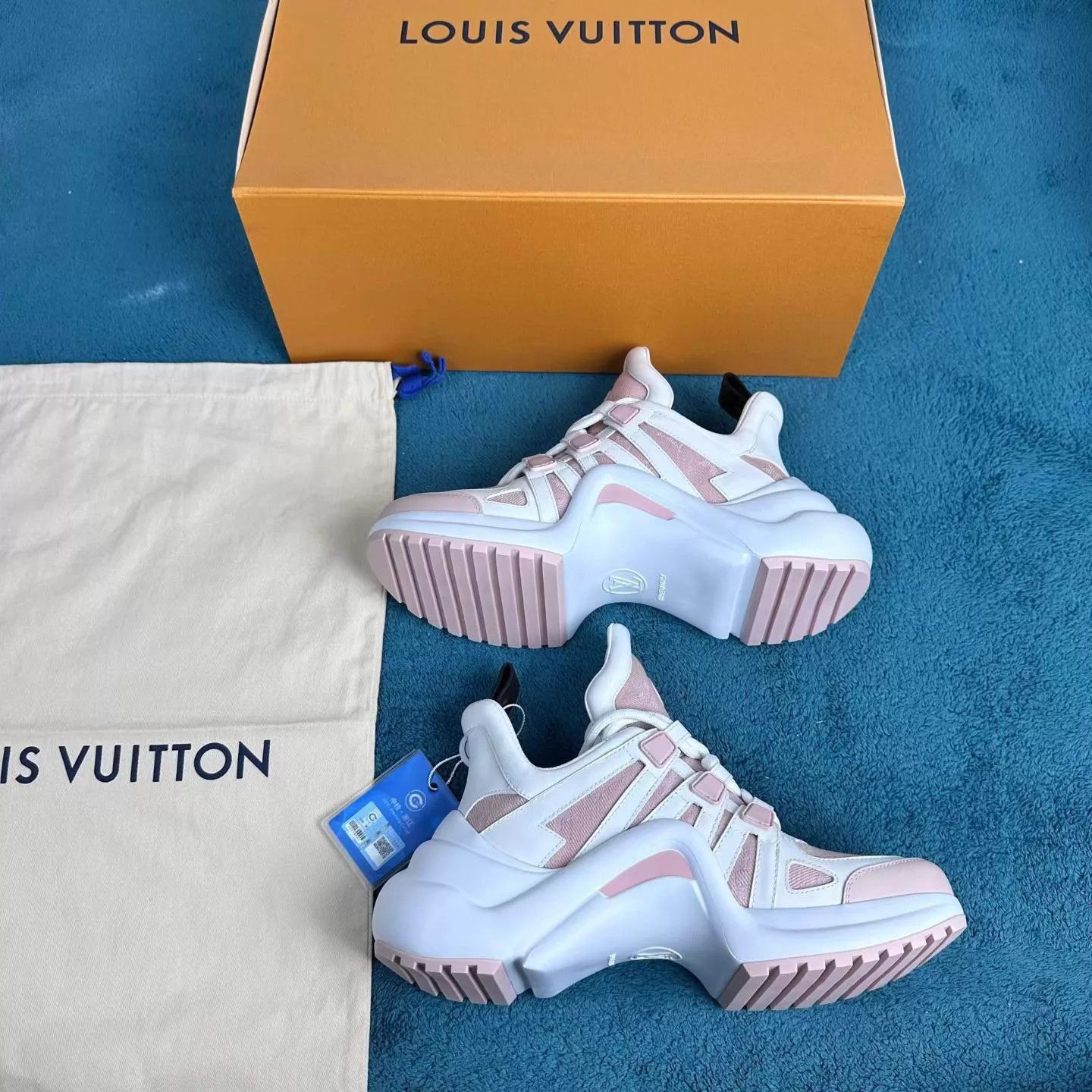 Louis Vuitton LV 1.0 Dad Sneakers Printed Canvas White Pink 36 Size US 5.5 / IT 35.5 - 3 Thumbnail
