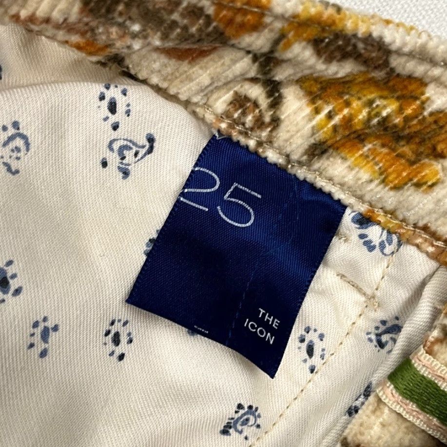 Anthropologie Anthropologie Pilcro Icon Pants 25 W26 I30 Flare Yellow Corduroy Floral Spring Size 42" / US 20 - 3 Thumbnail
