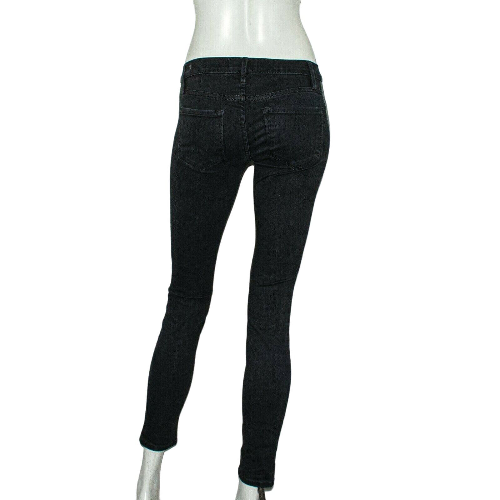 Frame FRAME Denim Le Skinny Tuxe Jeans in Black w Faux Mesh Panel Size 25" / US 0 / IT 36 - 2 Thumbnail