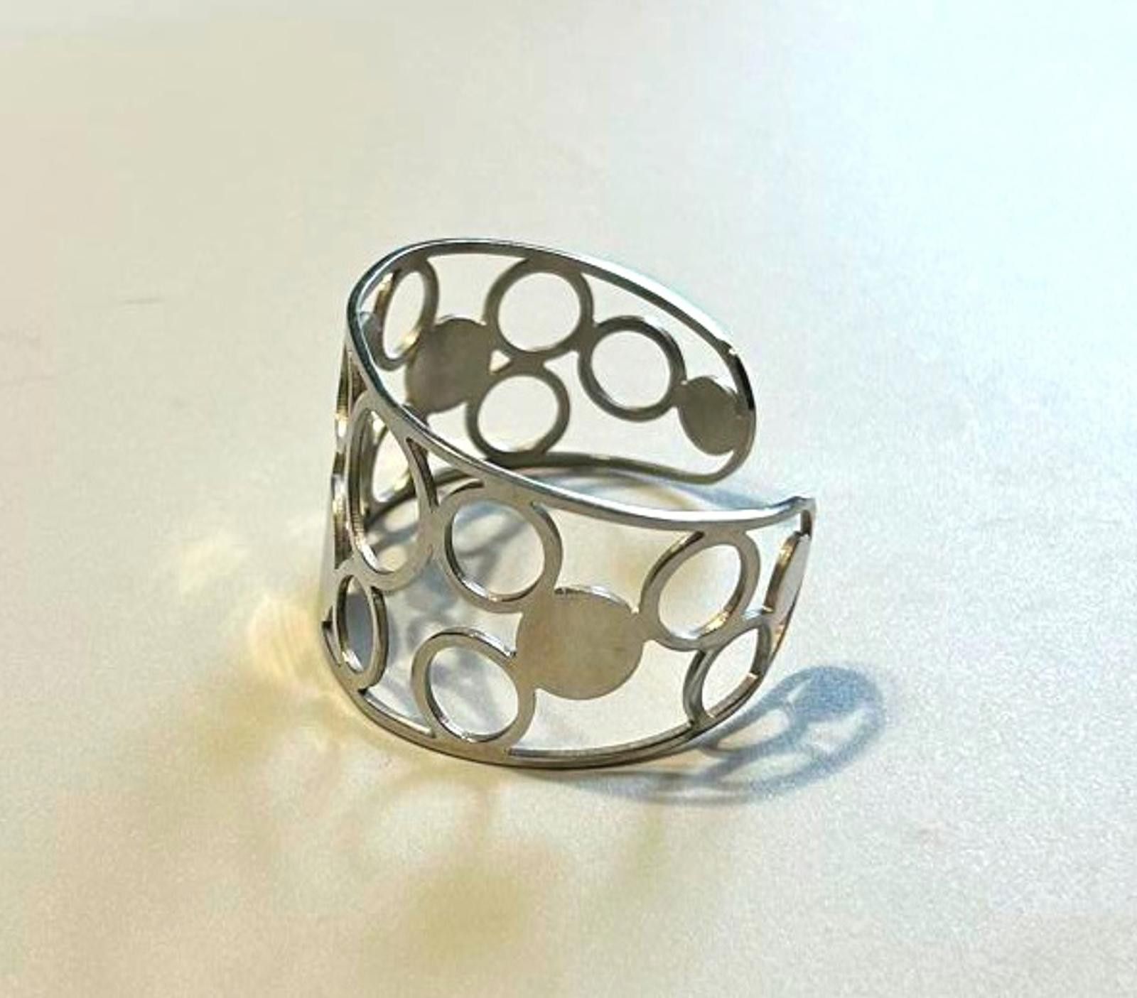 Designer Chisel Stainless Steel Cuff ⚪ Geometric Statement Bracelet Size ONE SIZE - 2 Thumbnail